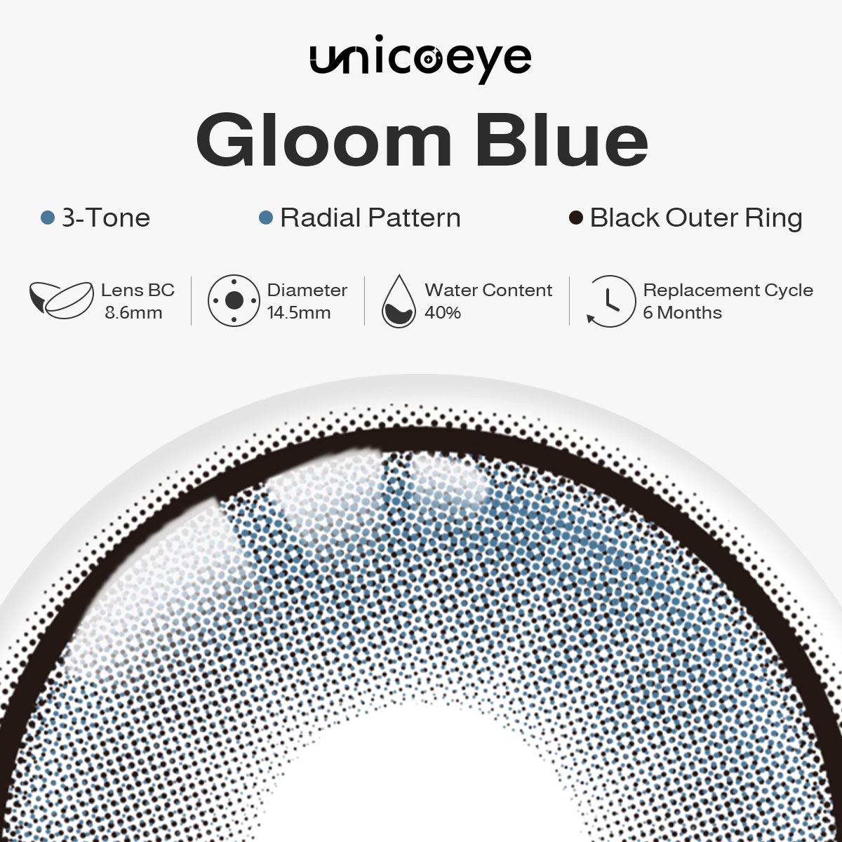 Gloom Blue Prescription 6 Months Contact Lenses | 2 Pcs