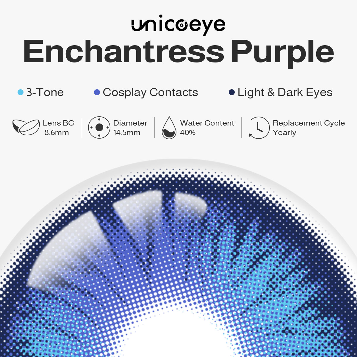 Enchantress Purple Costume Prescription Yearly Contact Lenses