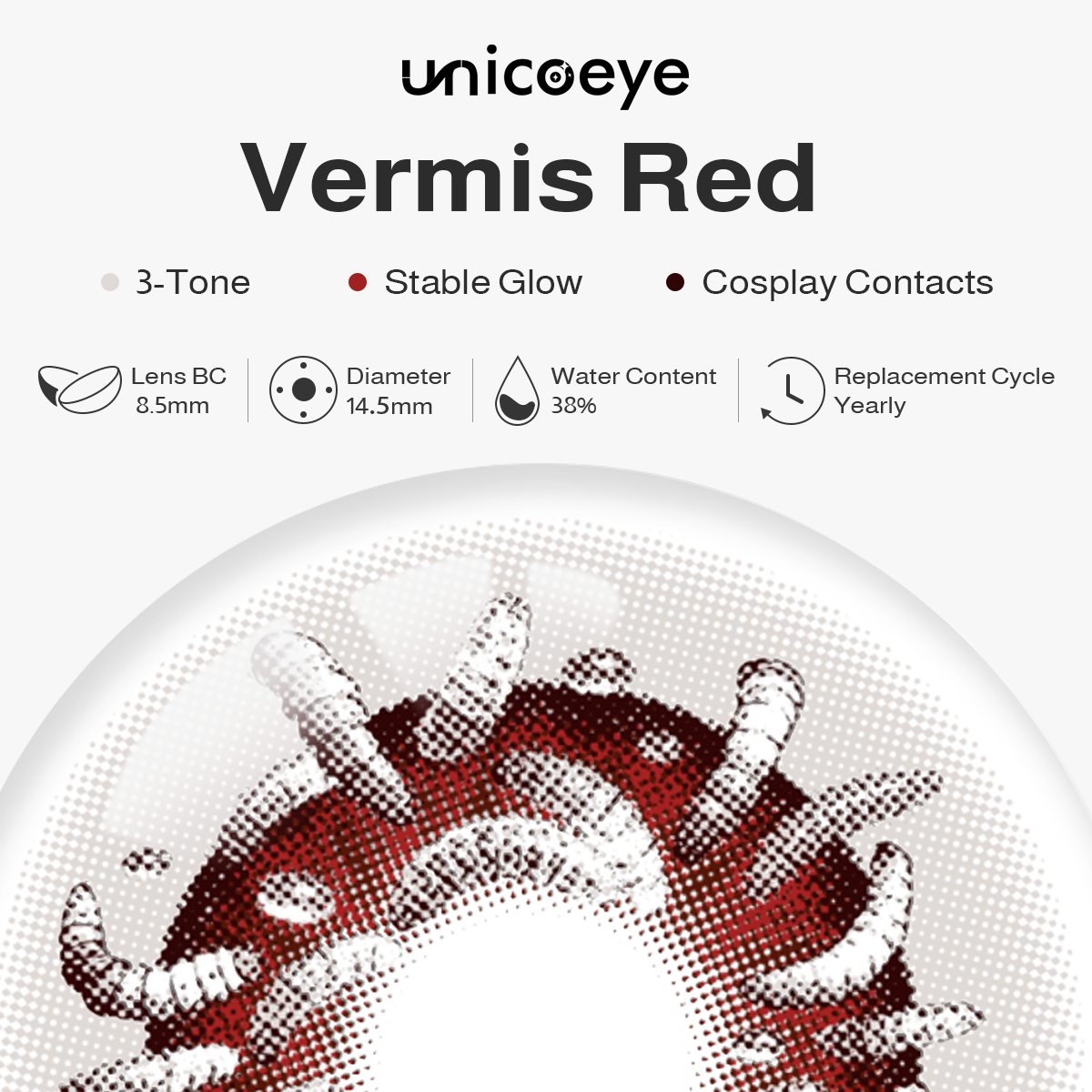Vermis Red Costume Yearly Contact Lenses | 2 Pcs