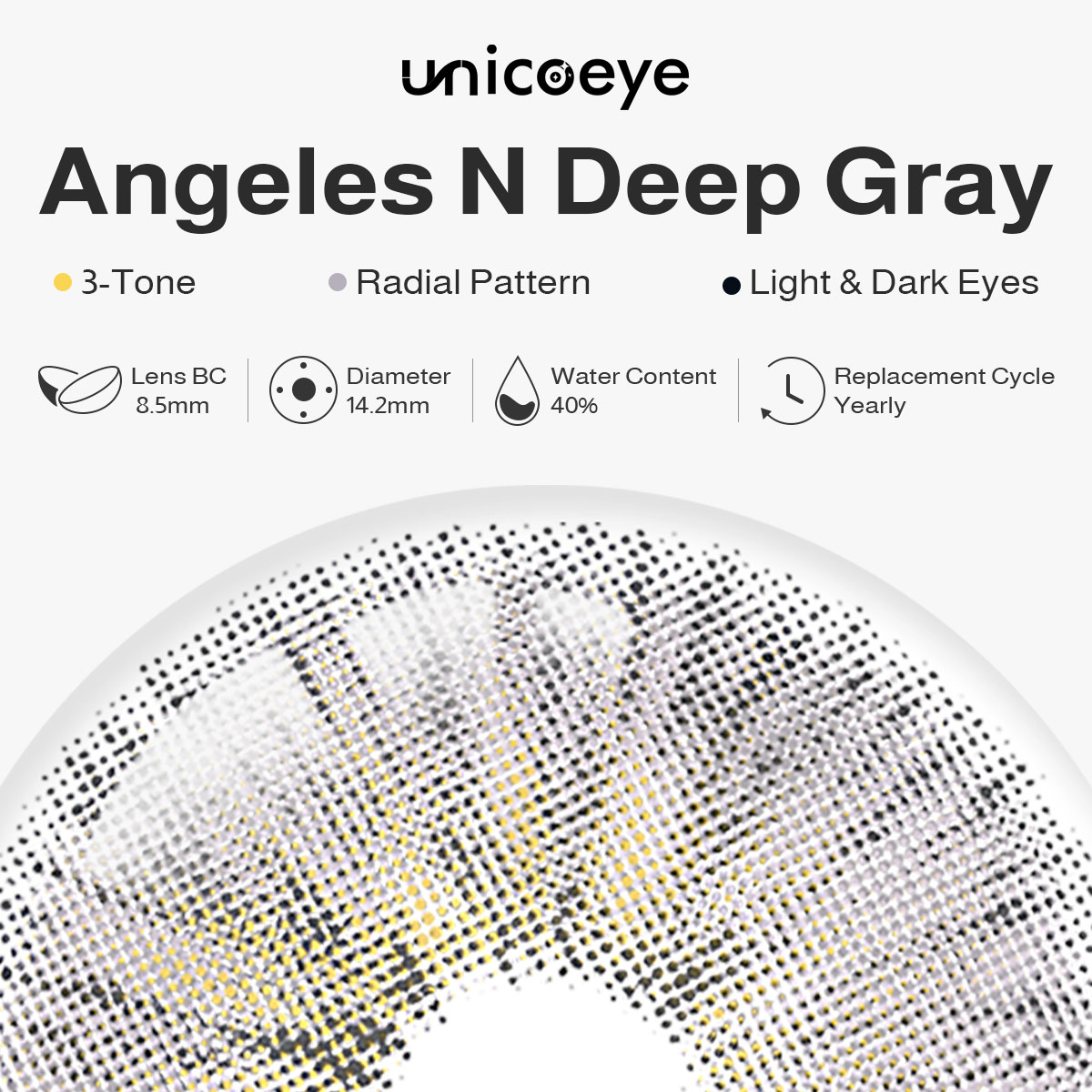 Angeles N Deep Gray Yearly Contact Lenses | 2 Pcs