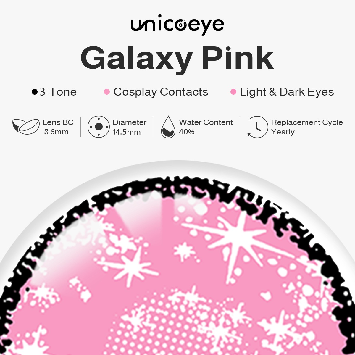 Galaxy Pink Costume Yearly Contact Lenses | 2 Pcs