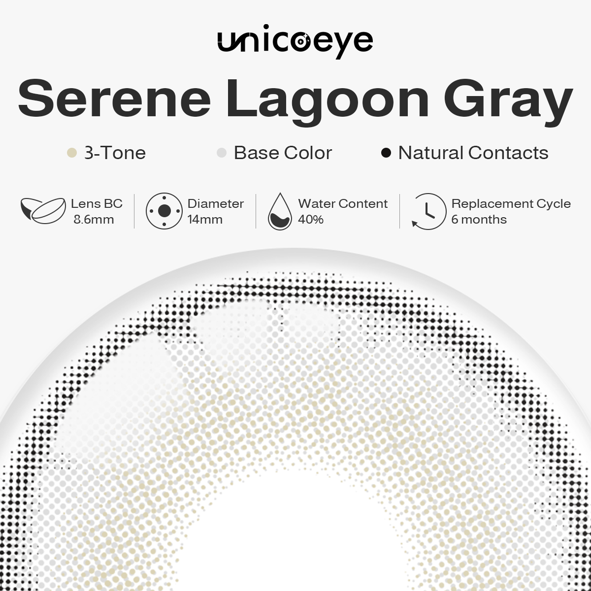 Serene Lagoon Gray 6 Month Contact Lenses | 2 Pcs