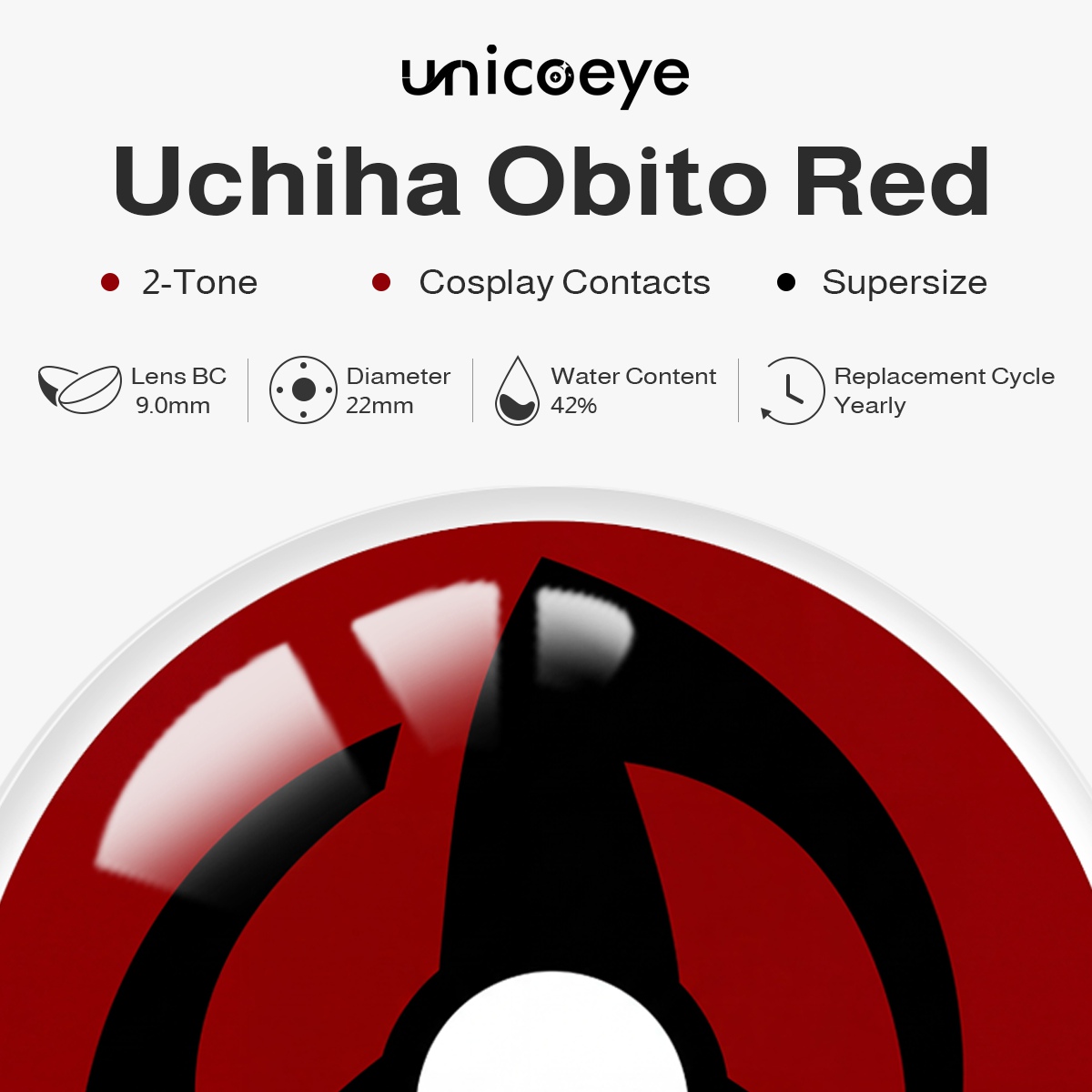Uchiha Obito Red 22mm Costume Yearly Contact Lenses | 2 Pcs