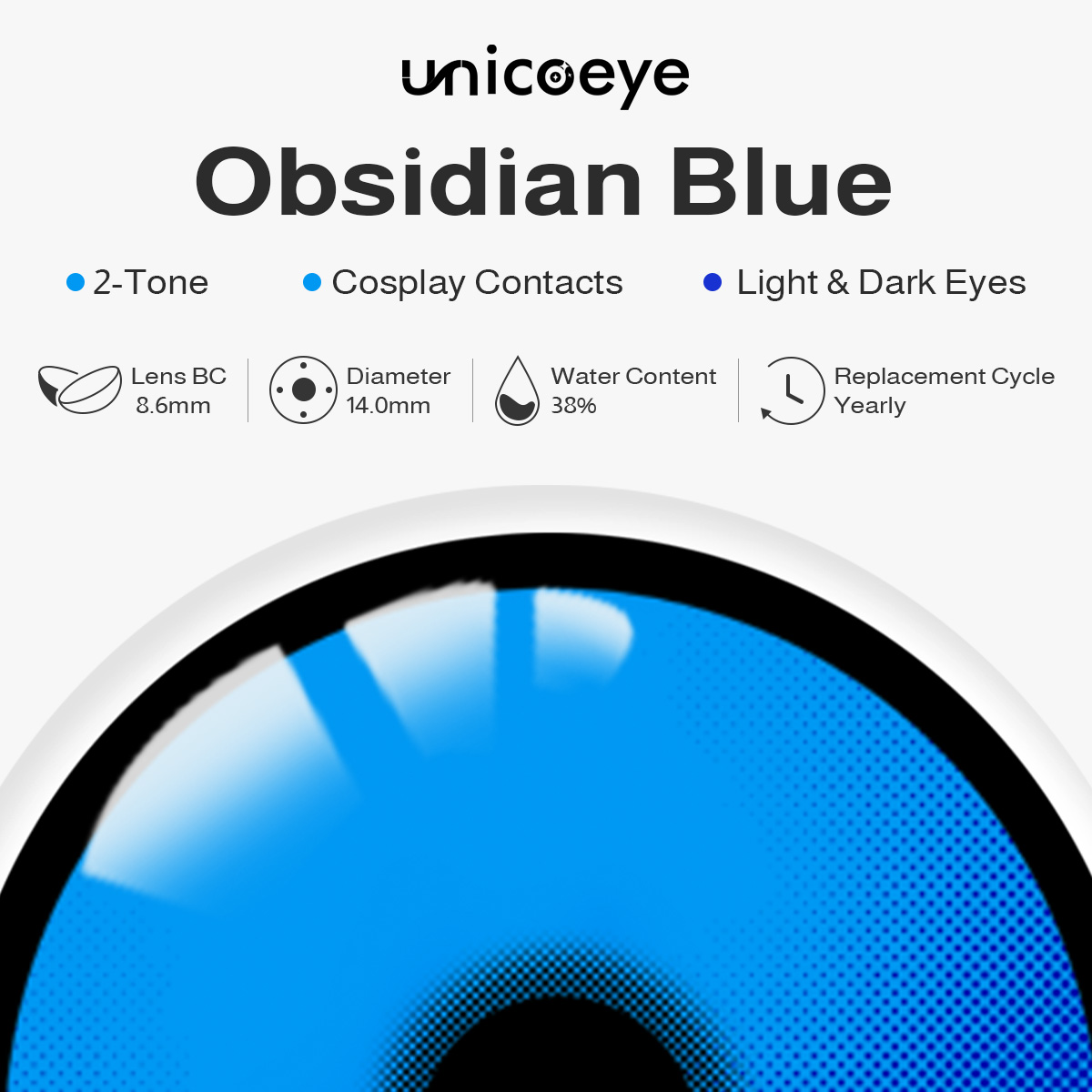 Obsidian Blue Costume Yearly Contact Lenses