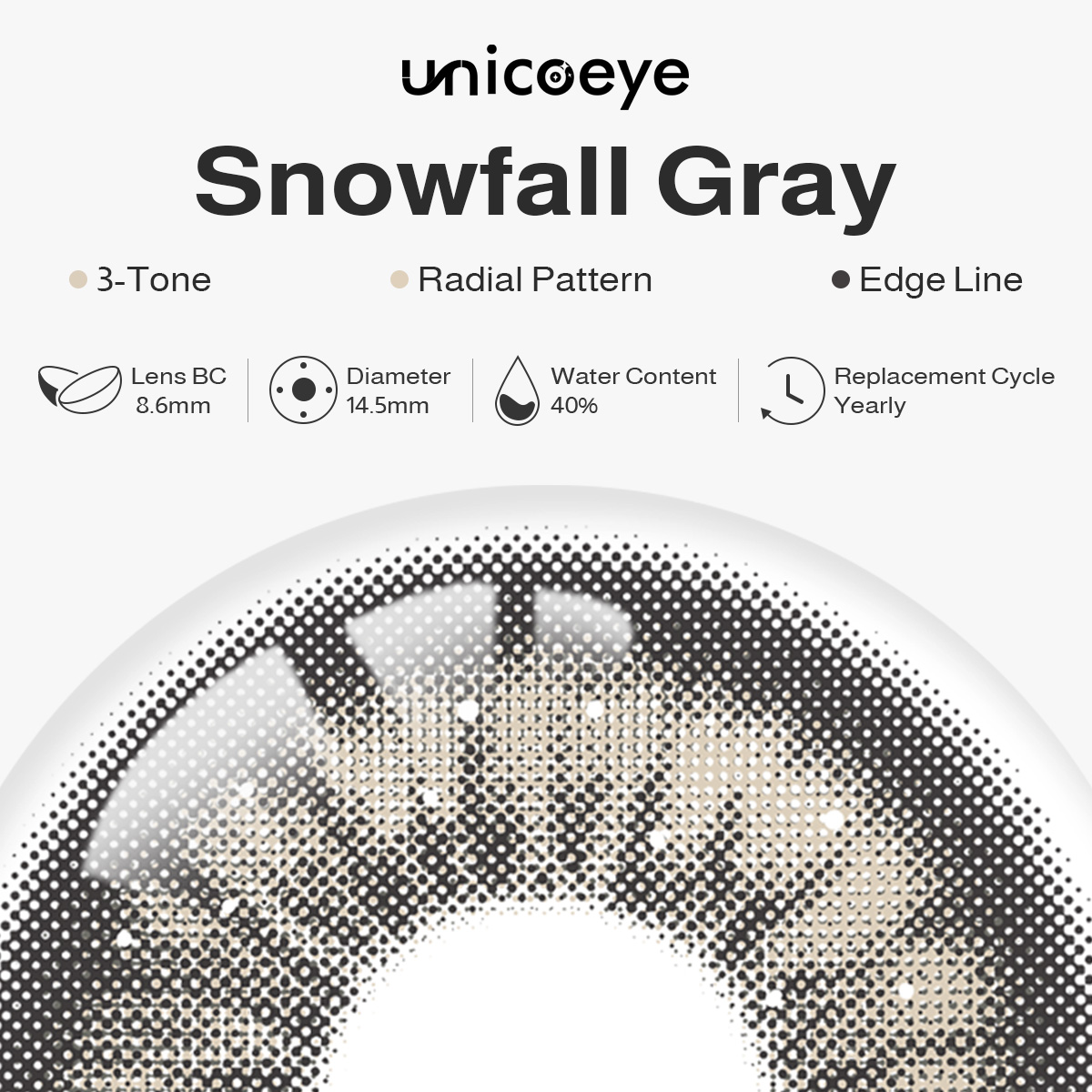 Snowfall Gray Prescription Yearly Contact Lenses