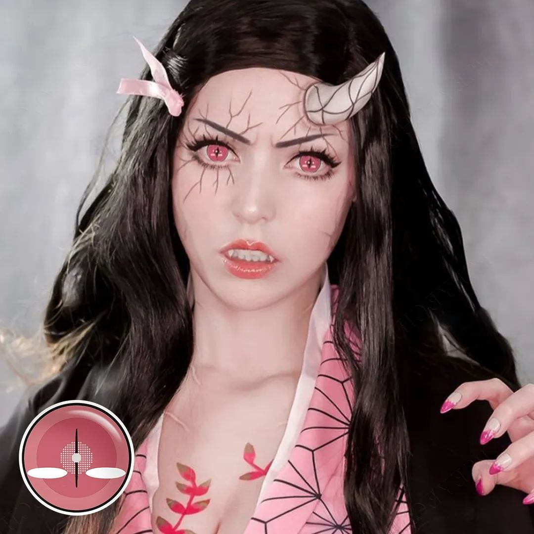 Cursed Gaze Pink Costume Yearly Contact Lenses