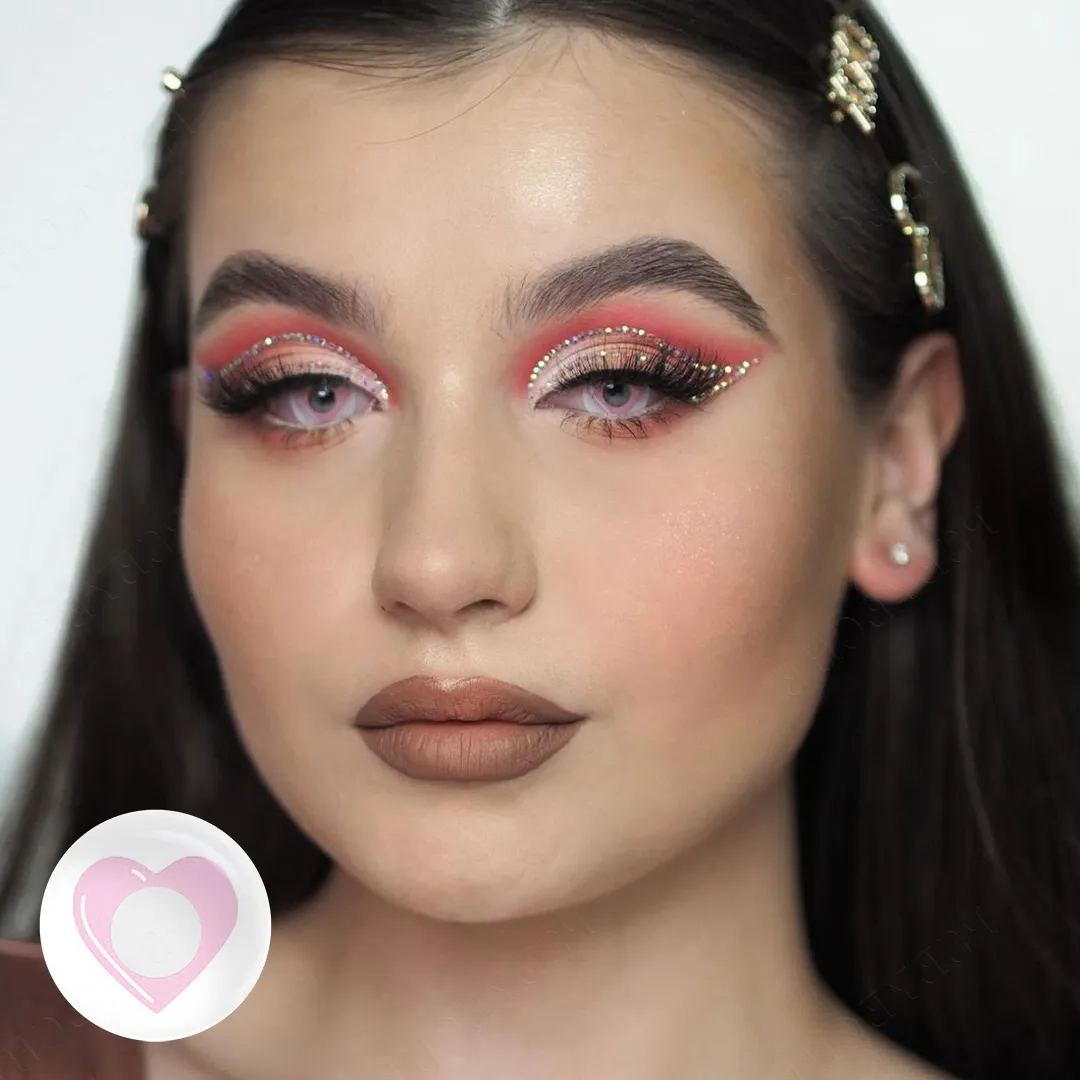 Falling in Love Pink Costume Yearly Contact Lenses