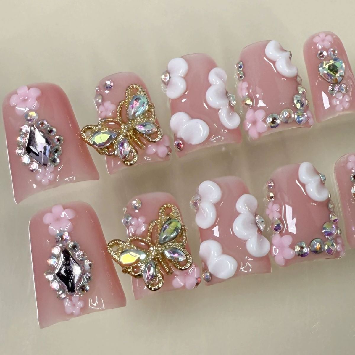 [Copy]Mint Blossom Green Nails