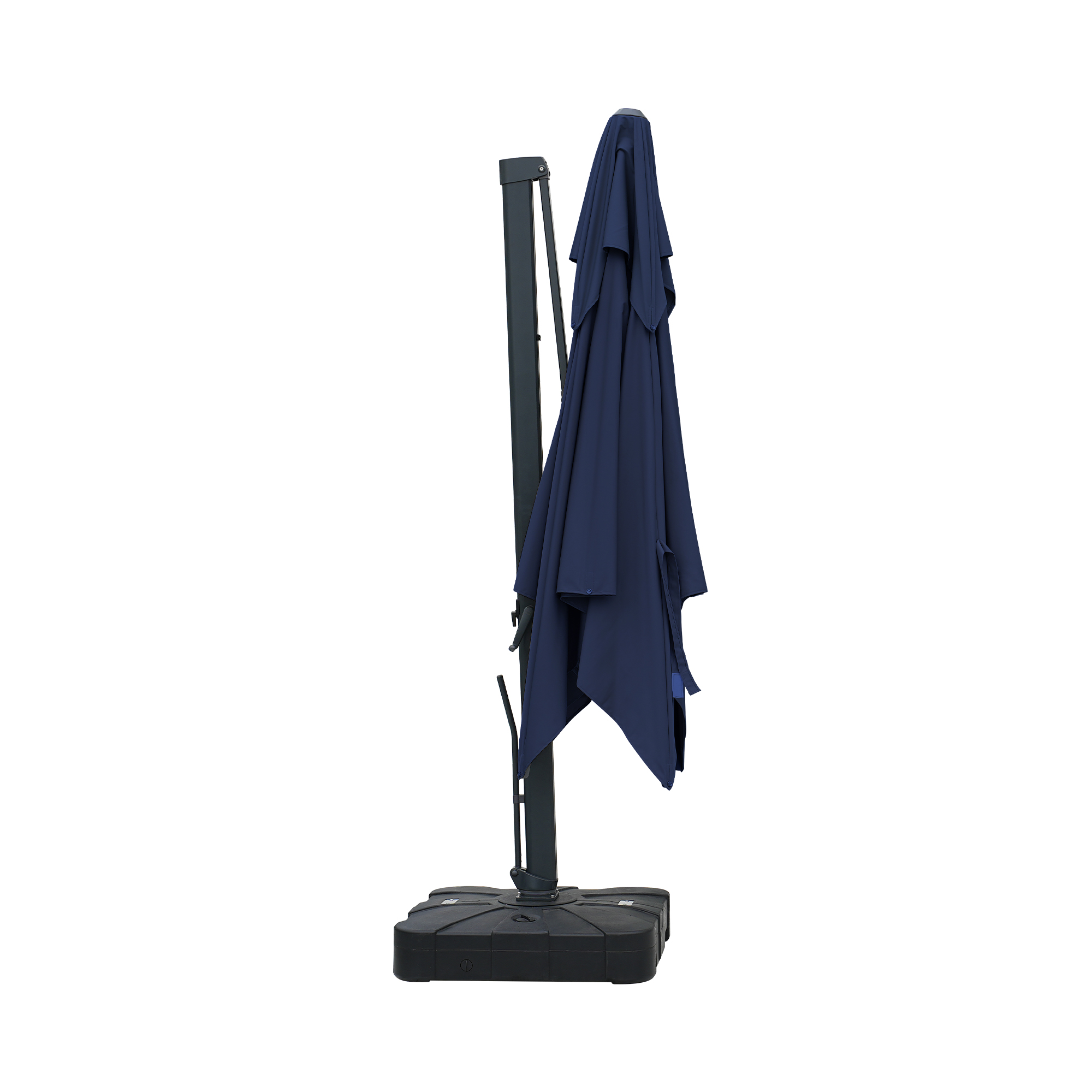 Aluminum Cantilever Patio Umbrella with Tilt Function, Removable Light Bar, and Base Included