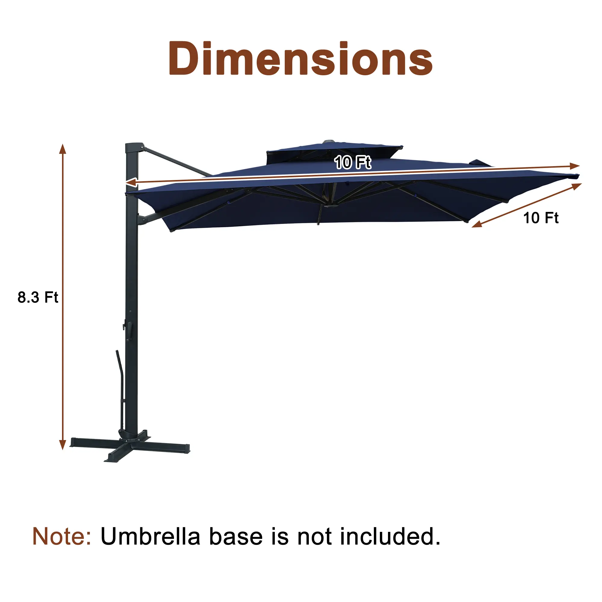 10-Ft Aluminum Patio Cantilever Umbrella with Removable Light Strips and Tilt Function