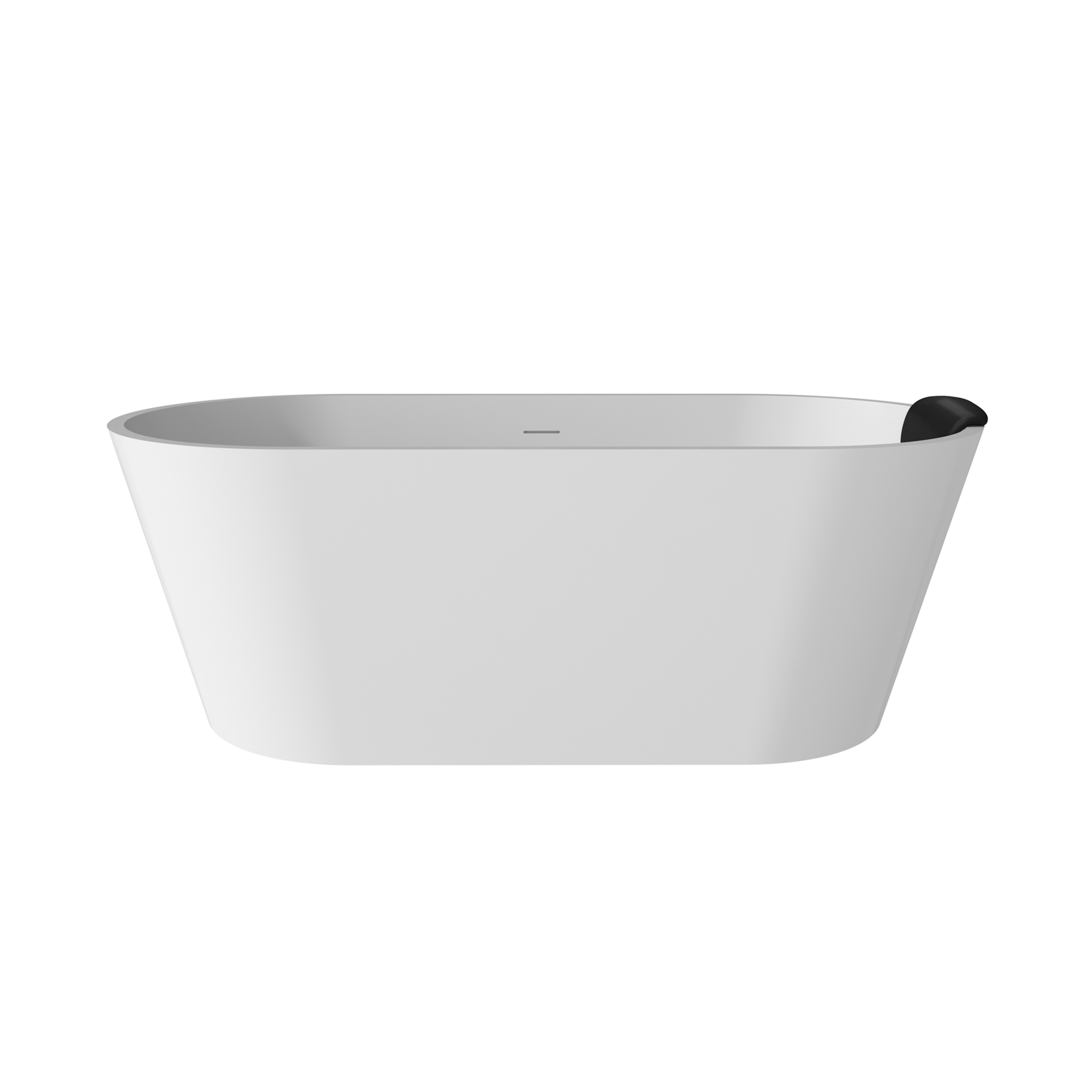 59/67" Matte White Solid Surface Adult Freestanding Soaking Tub with Built-in Pillow