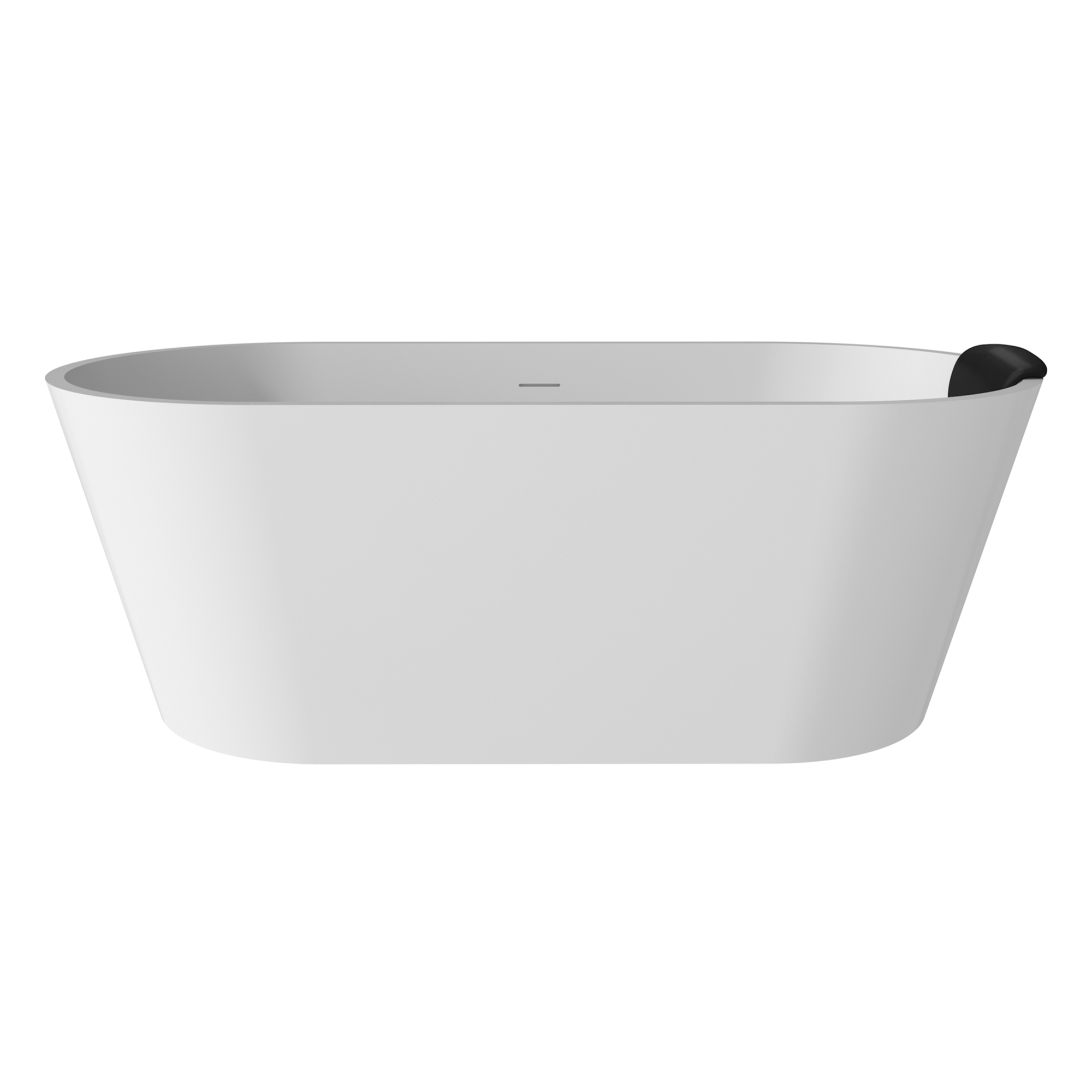 59/67" Matte White Solid Surface Adult Freestanding Soaking Tub with Built-in Pillow