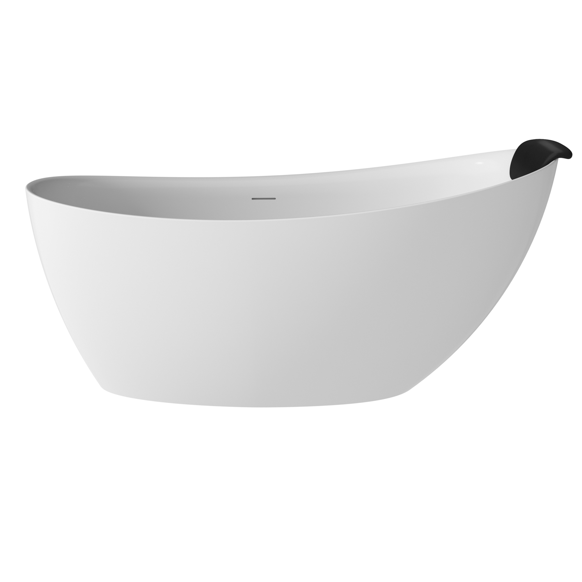59/67" Matte White Stone Resin Freestanding Adult Soaking Tub with Cushions