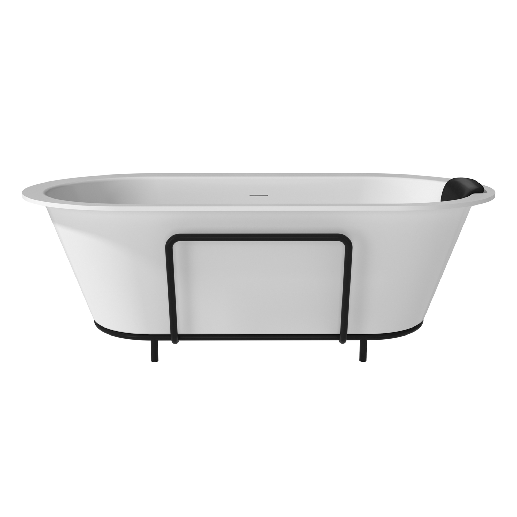 67/71" Stone Resin Adult Freestanding Soaking Tub with Cushions and Bottom Shelf