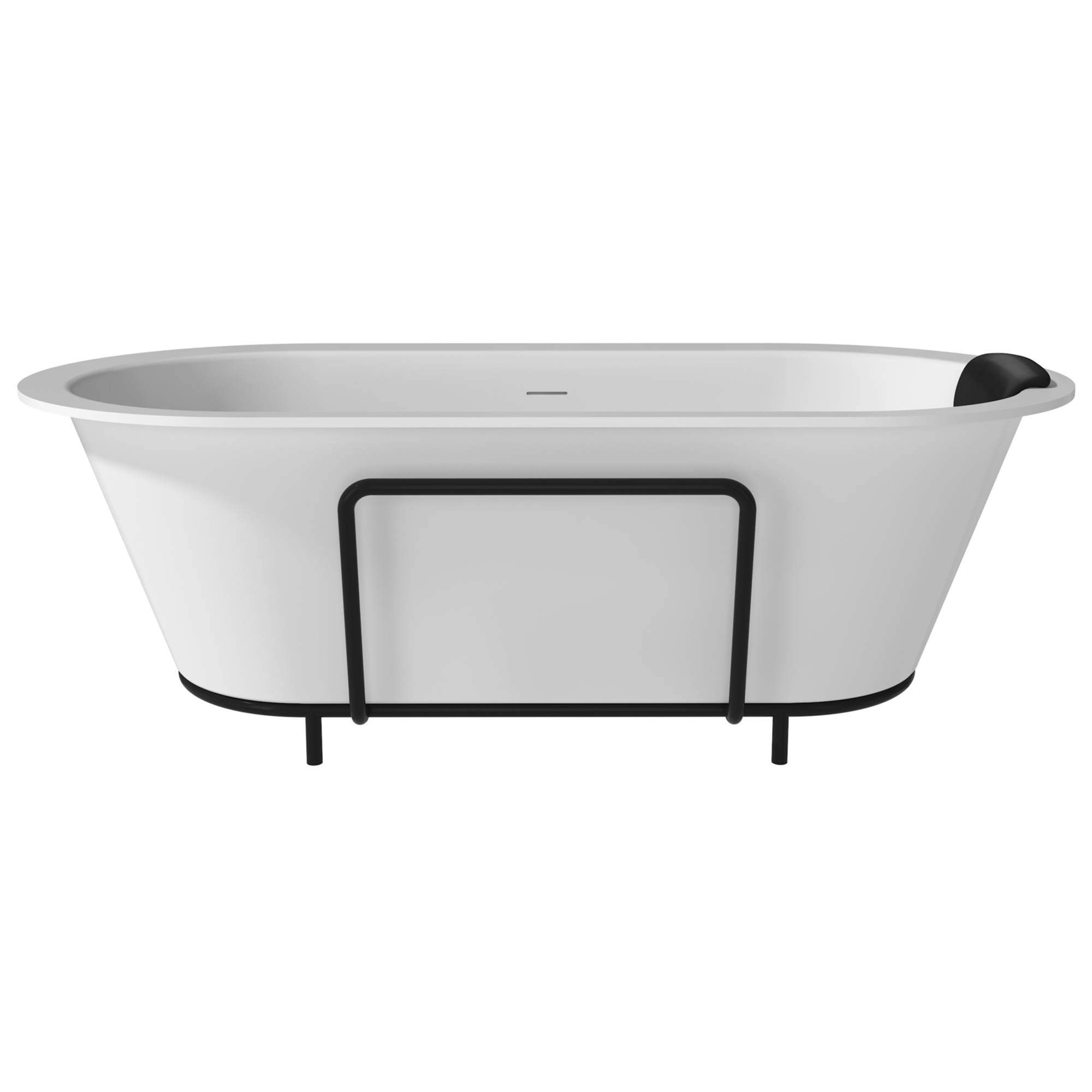 67/71" Stone Resin Adult Freestanding Soaking Tub with Cushions and Bottom Shelf
