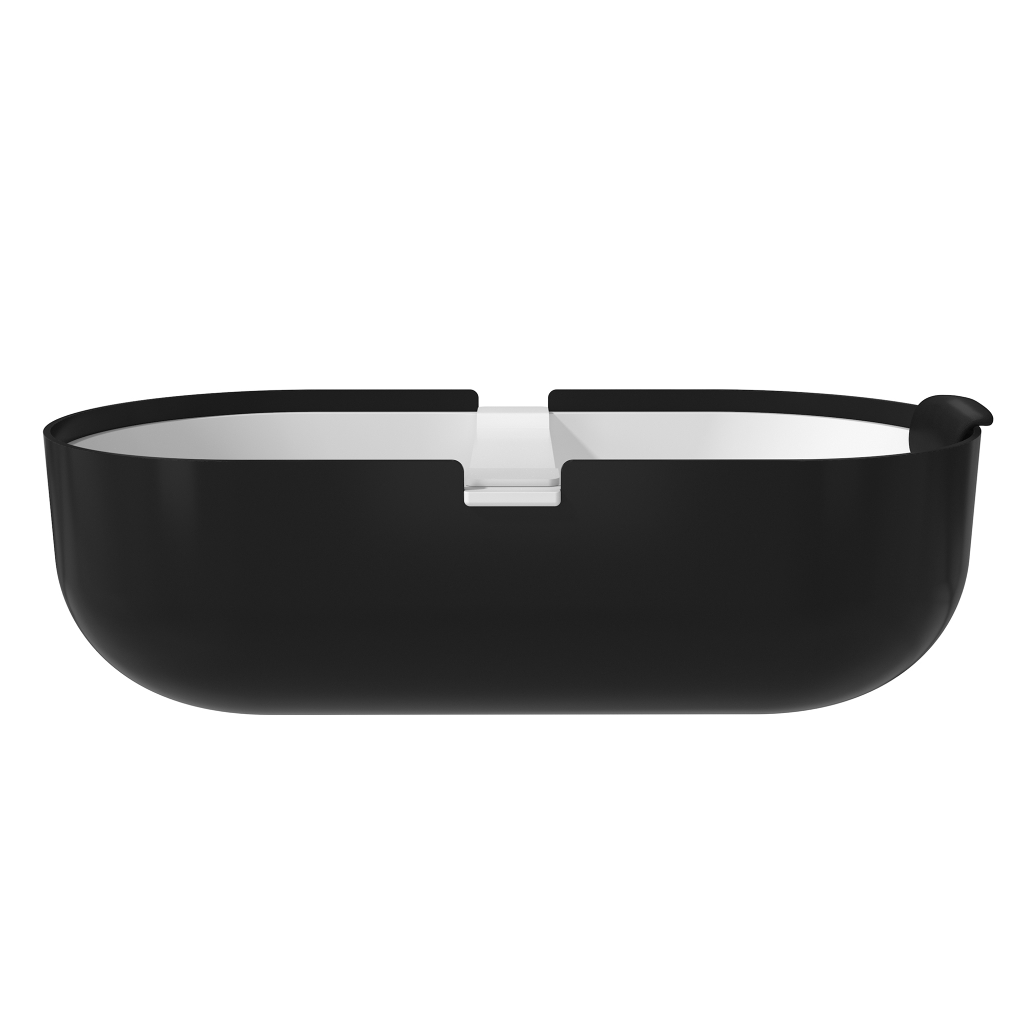 67/71" Black Outside and White Inside Solid Surface Adult Freestanding Tub with Resin Stone Shelf