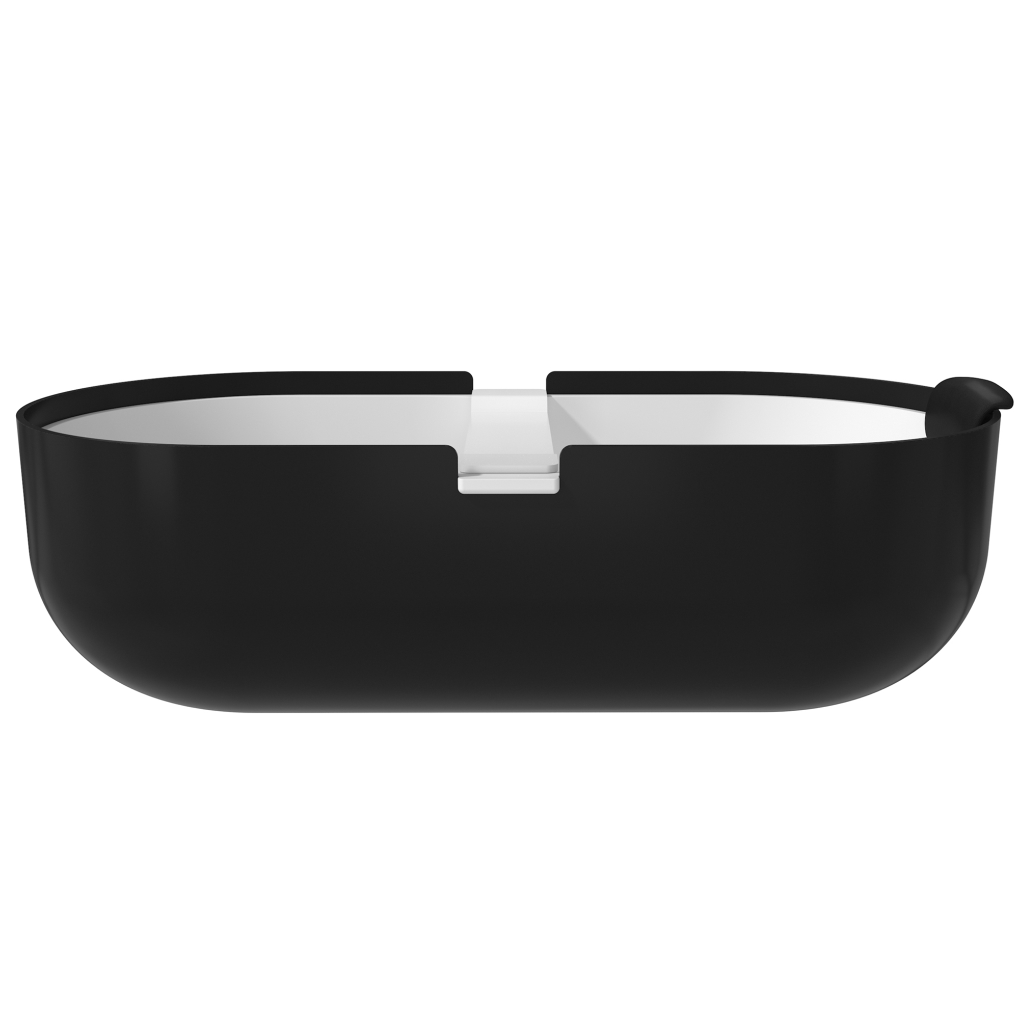 67/71" Black Outside and White Inside Solid Surface Adult Freestanding Tub with Resin Stone Shelf