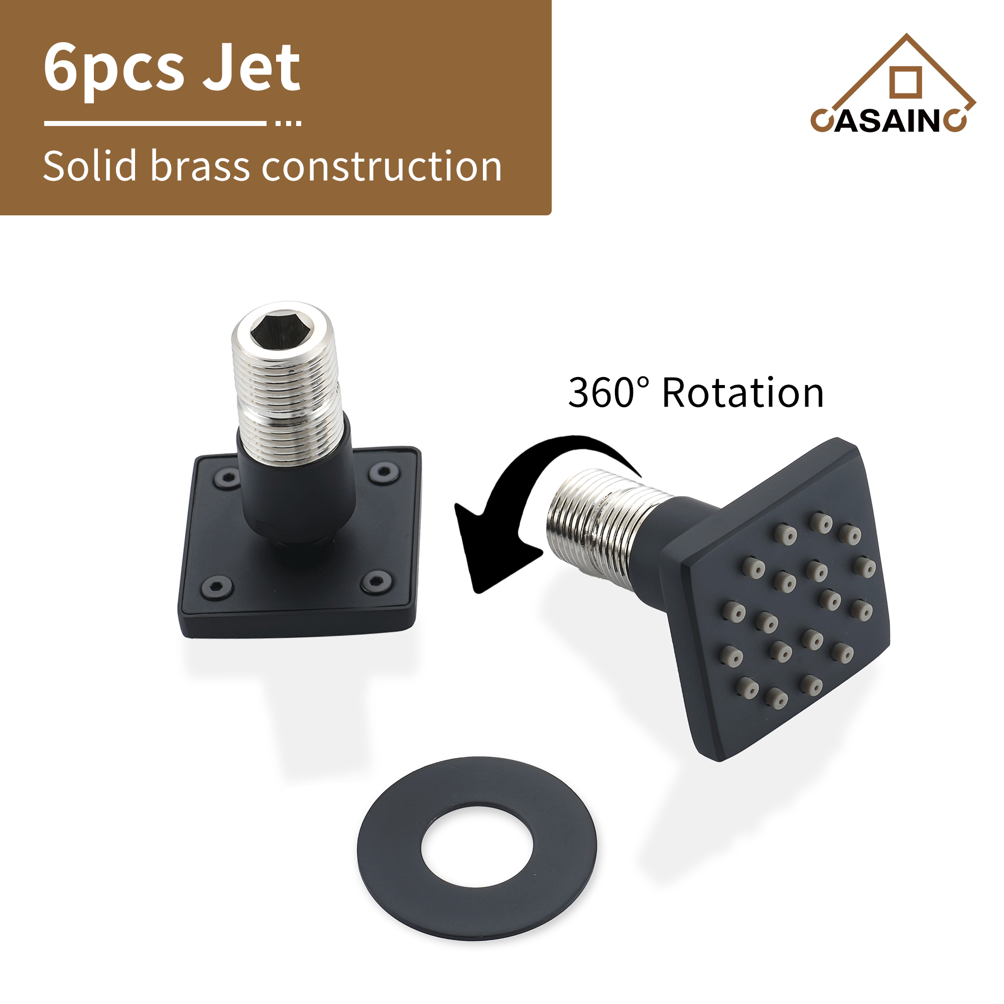 Thermostatic 2-Spray Patterns 12 in. Dual Ceiling Mount Fixed and Handheld Shower Head in Matte Black with 6-Jets