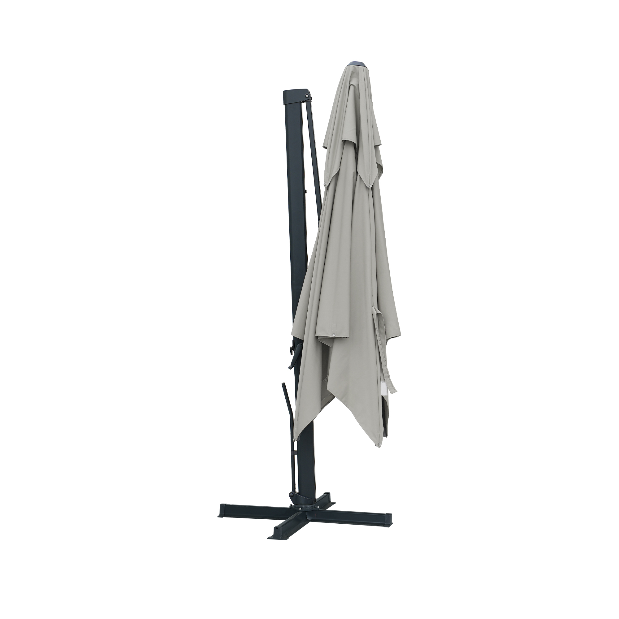 Aluminum Cantilever Patio Umbrella with Tilt Function, Removable Light Bar, and Base Included