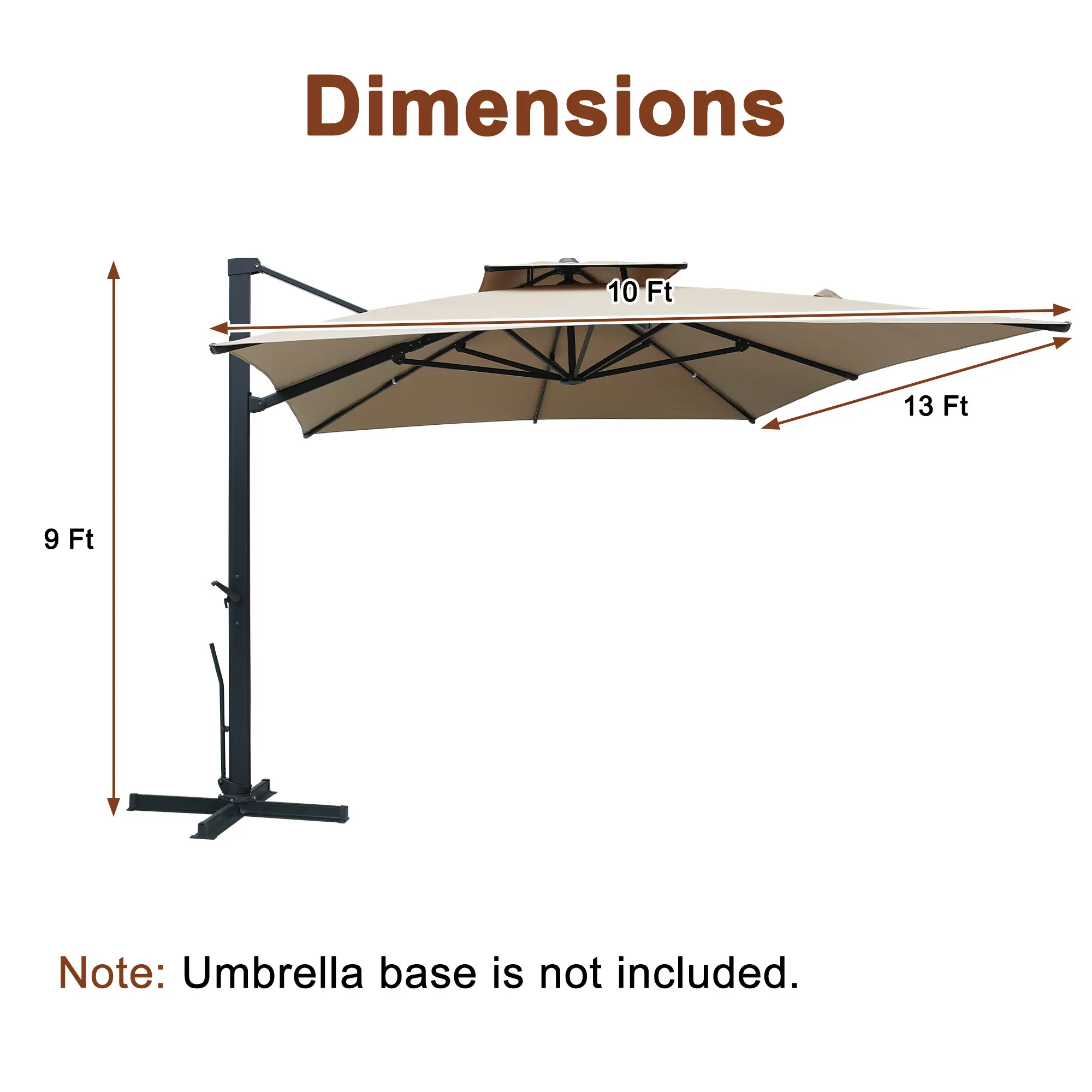 13-Ft Aluminum Patio Cantilever Umbrella with Removable Light Strips and Tilt Function