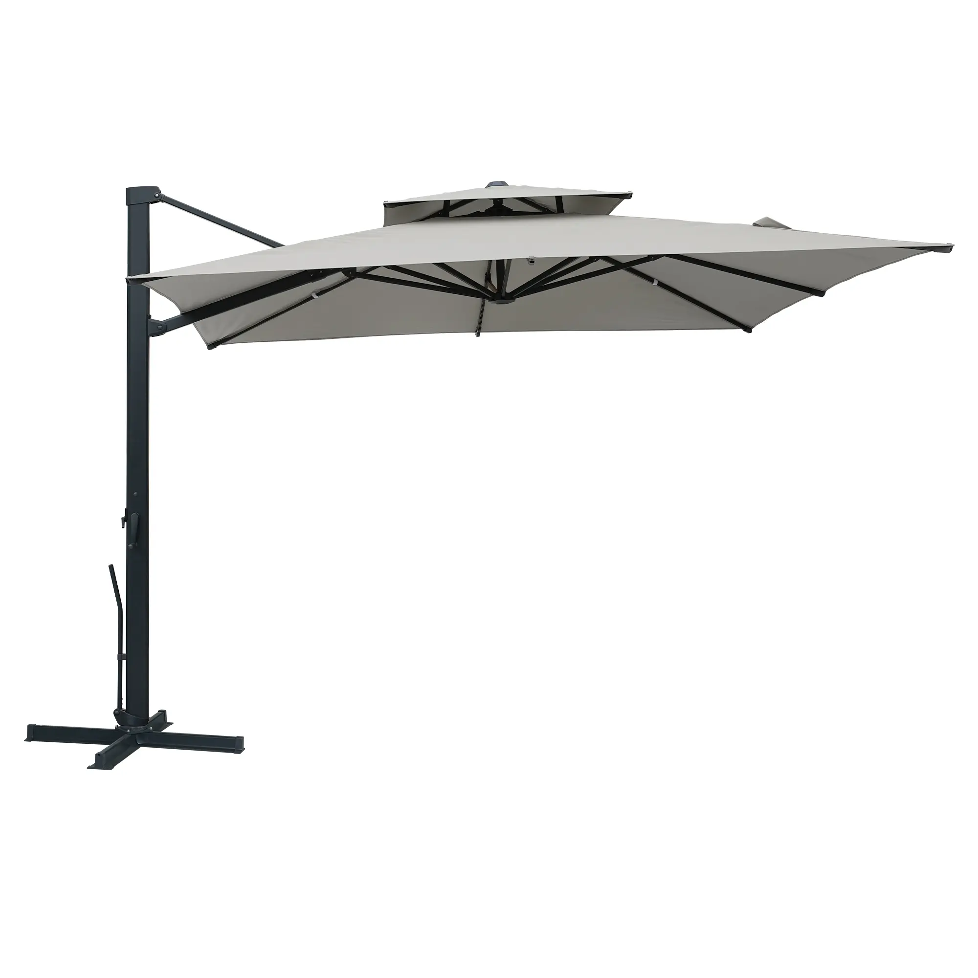 10-Ft Aluminum Patio Cantilever Umbrella with Removable Light Strips and Tilt Function