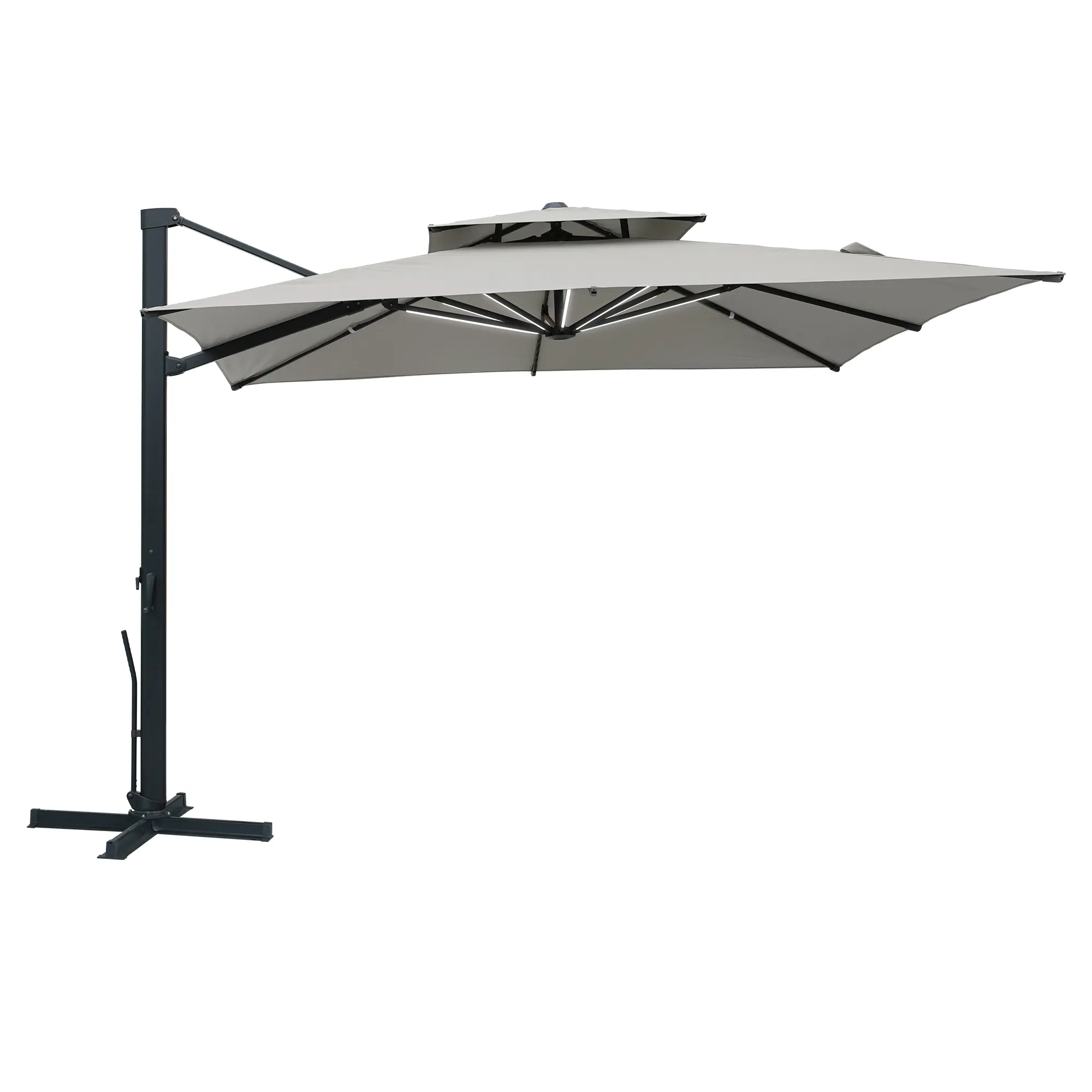 10-Ft Aluminum Patio Cantilever Umbrella with Removable Light Strips and Tilt Function