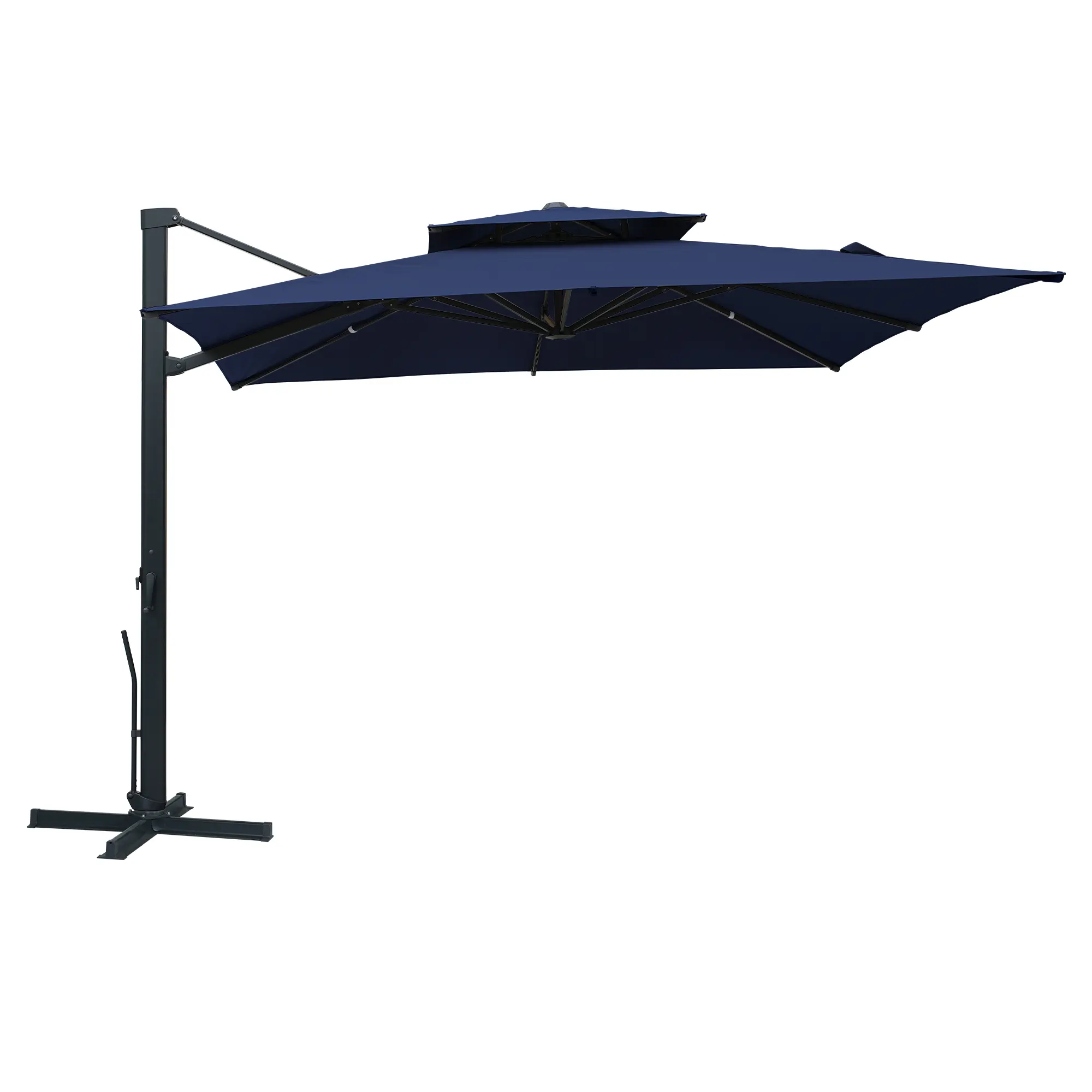 10-Ft Aluminum Patio Cantilever Umbrella with Removable Light Strips and Tilt Function