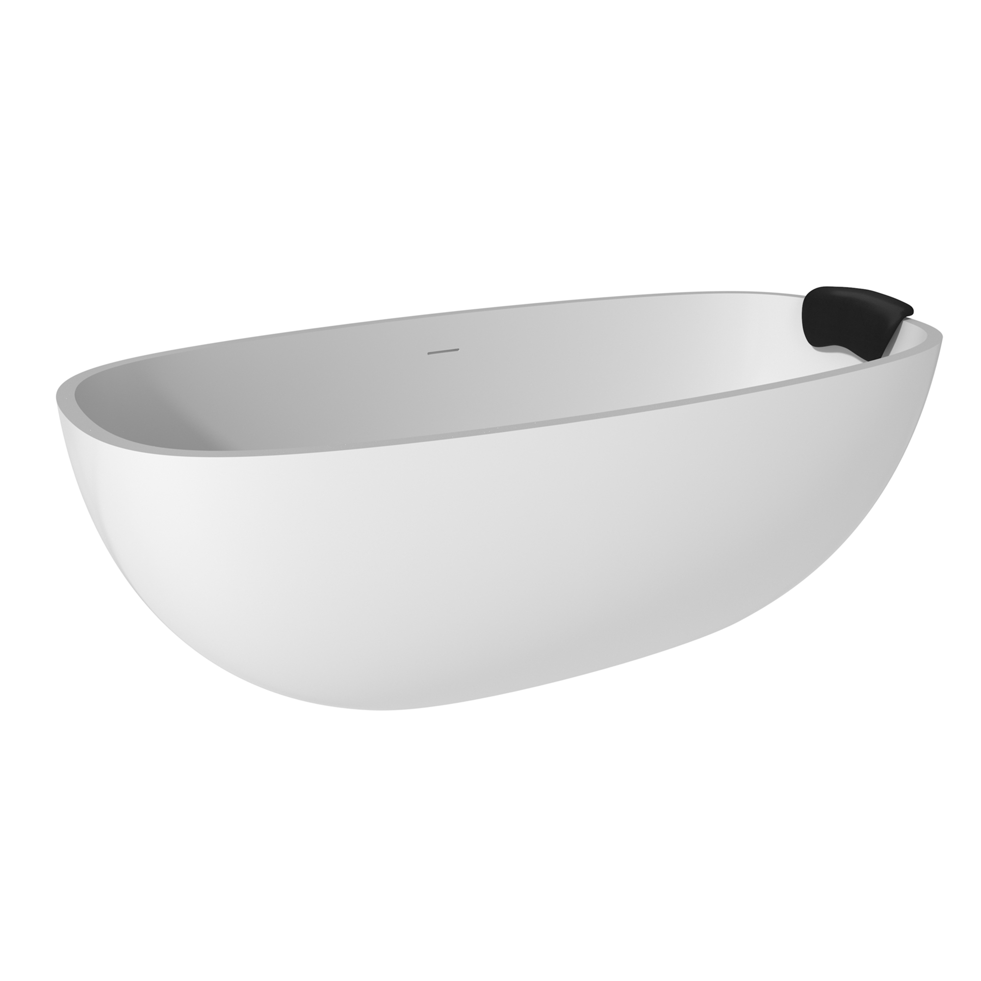71" Matte White Stone Resin Adult Freestanding Soaking Tub with Cushions, cUPC and CE Certified