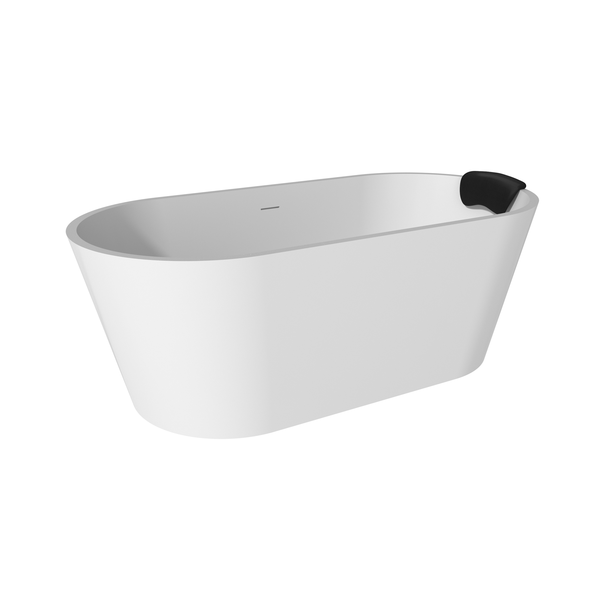 59/67" Matte White Solid Surface Adult Freestanding Soaking Tub with Built-in Pillow