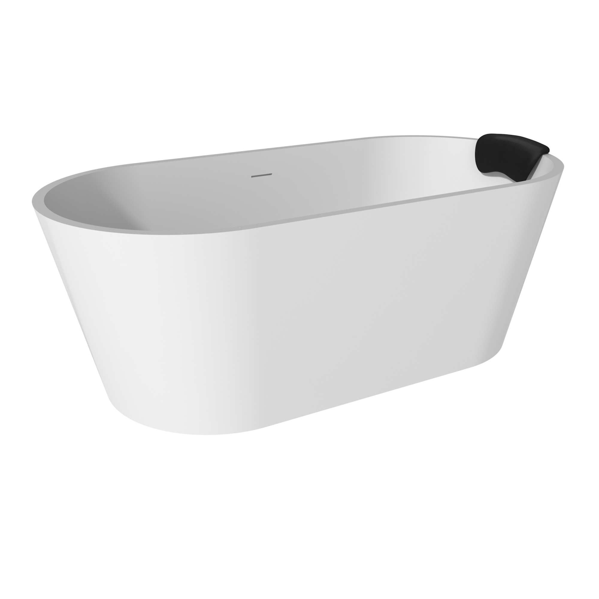 59/67" Matte White Solid Surface Adult Freestanding Soaking Tub with Built-in Pillow