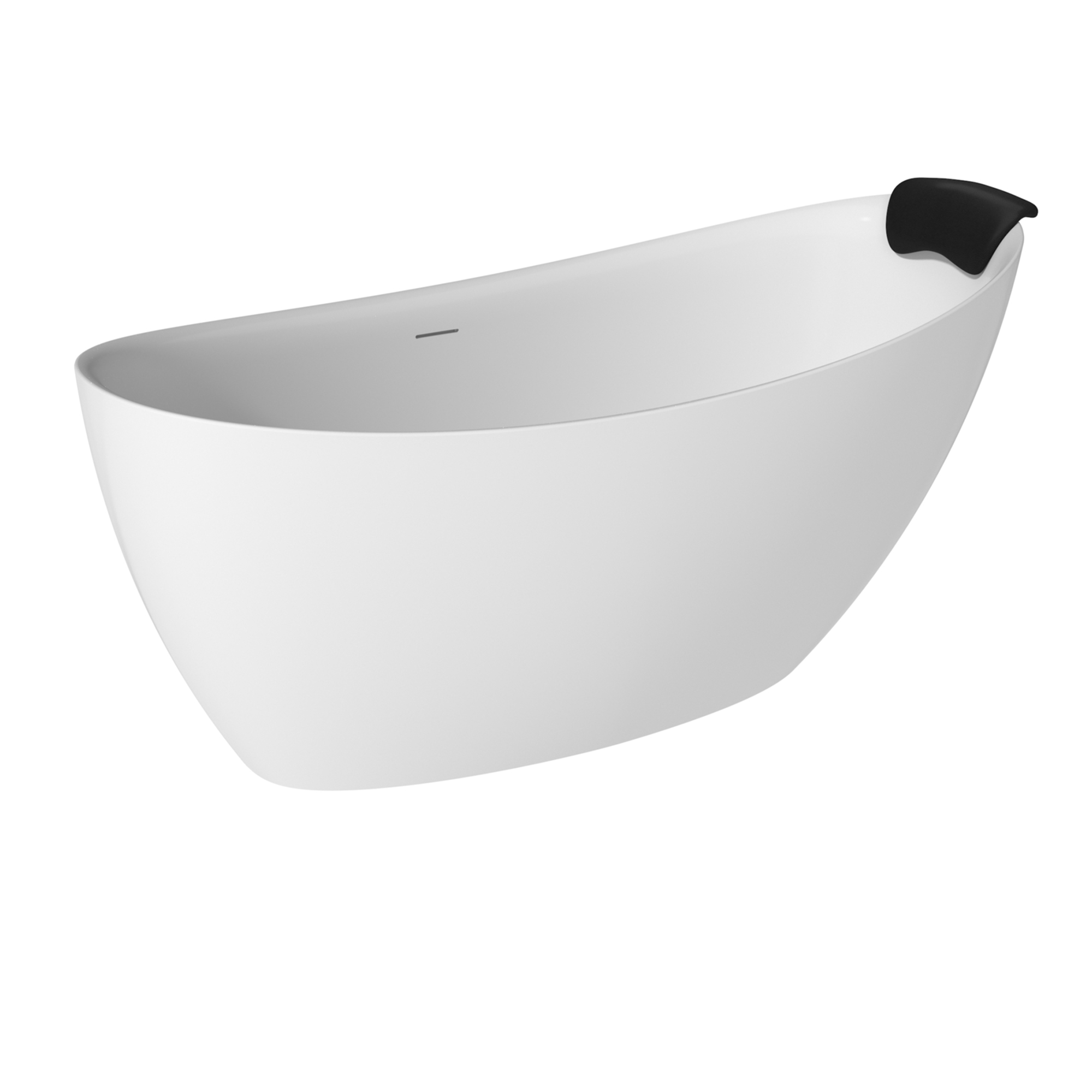 59/67" Matte White Stone Resin Freestanding Adult Soaking Tub with Cushions