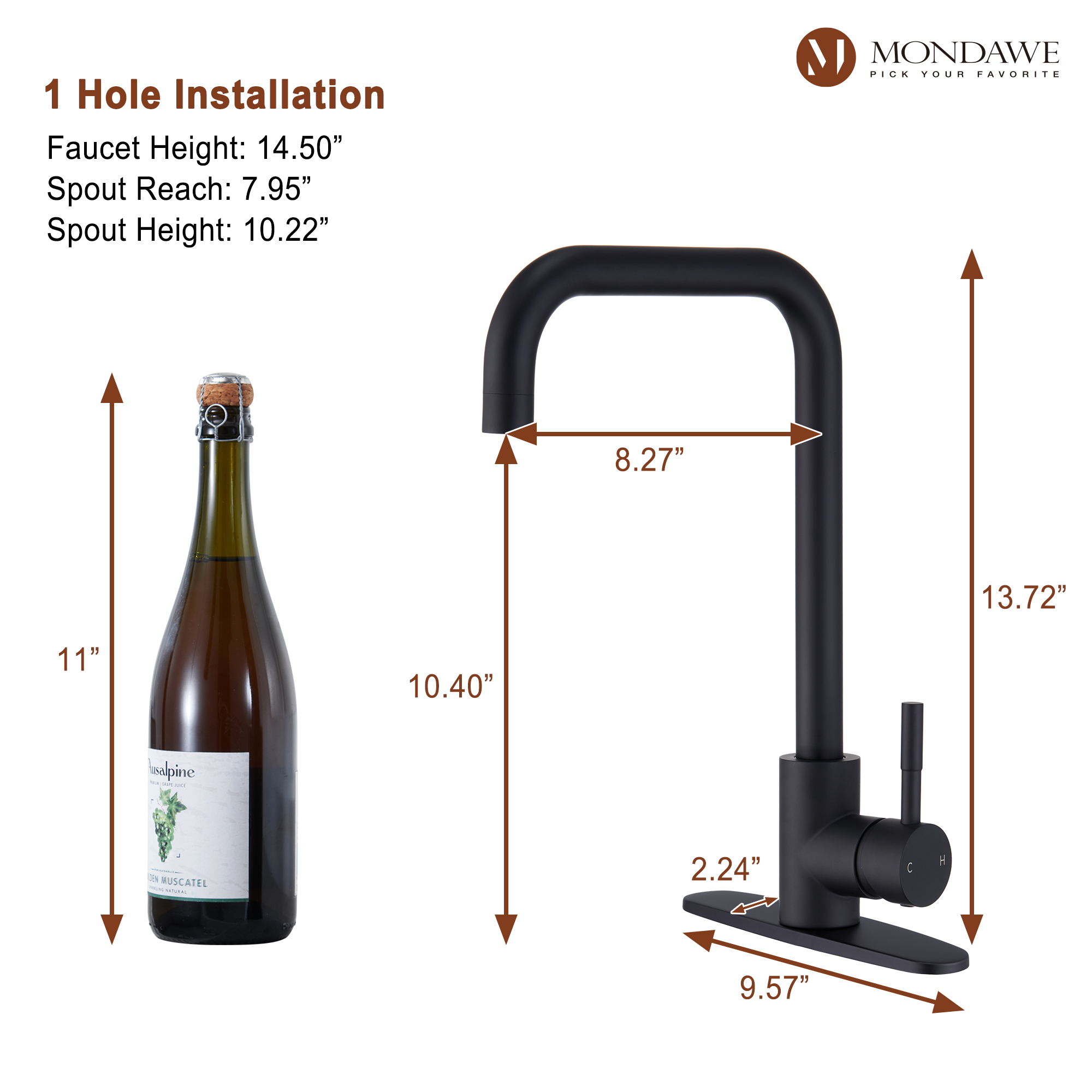 High Arc Pull Down Single Handle Kitchen Faucet with Accessories-Mondawe