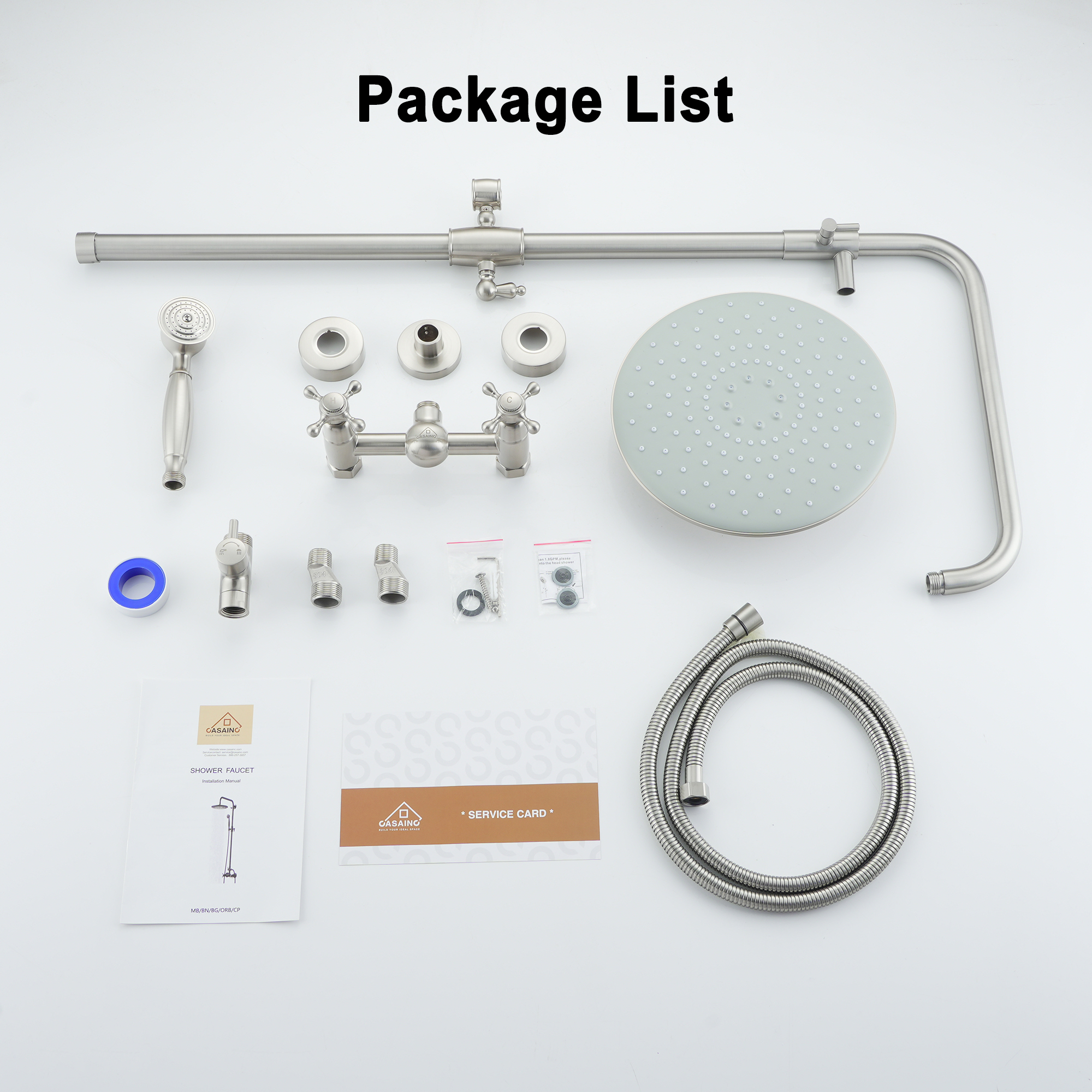 Boyel Living 8 in. Wall Mount Complete Shower System Exposed Pipe with Dual Shower Heads