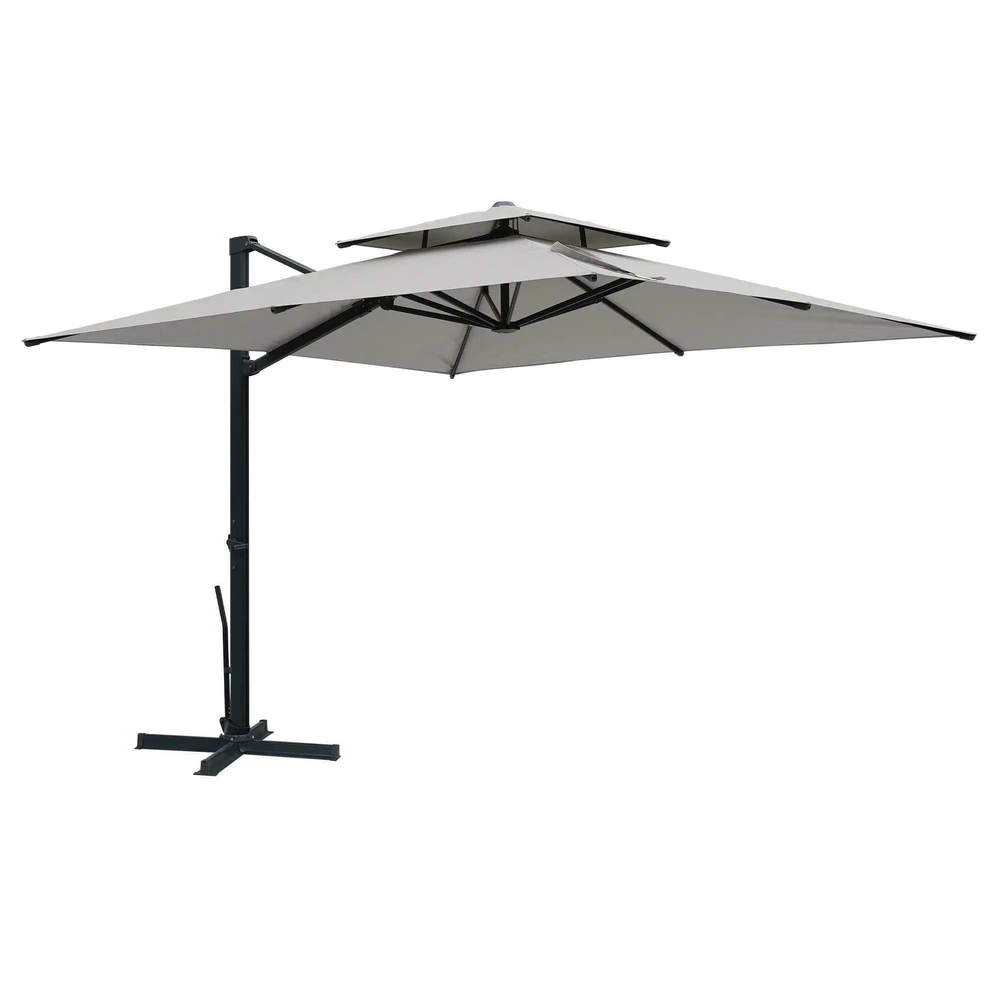 10-Ft Aluminum Patio Cantilever Umbrella with Removable Light Strips and Tilt Function