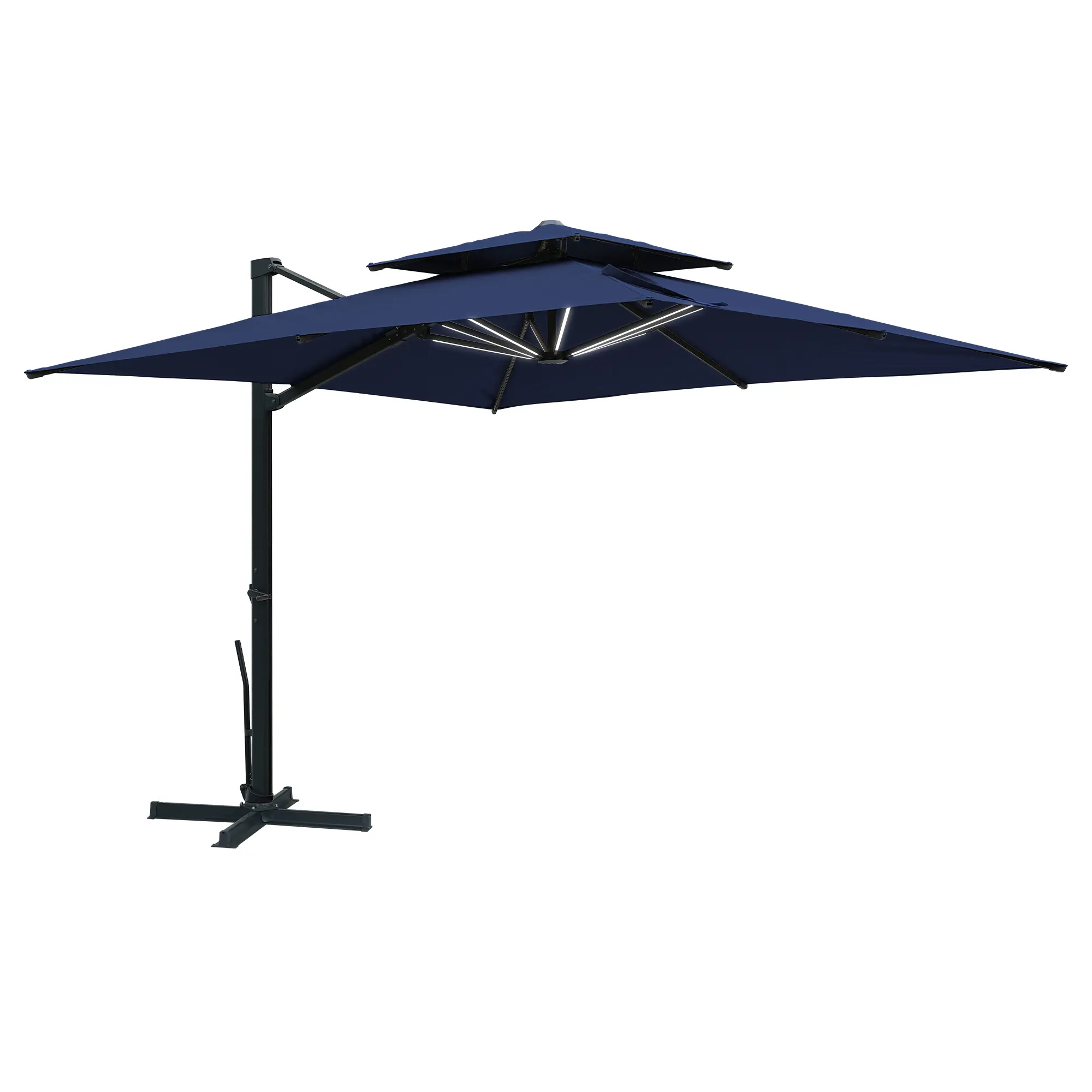 10-Ft Aluminum Patio Cantilever Umbrella with Removable Light Strips and Tilt Function