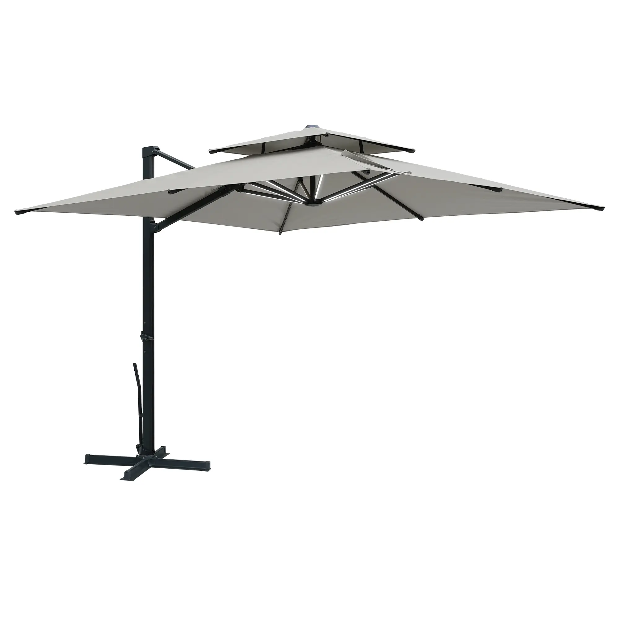 10-Ft Aluminum Patio Cantilever Umbrella with Removable Light Strips and Tilt Function