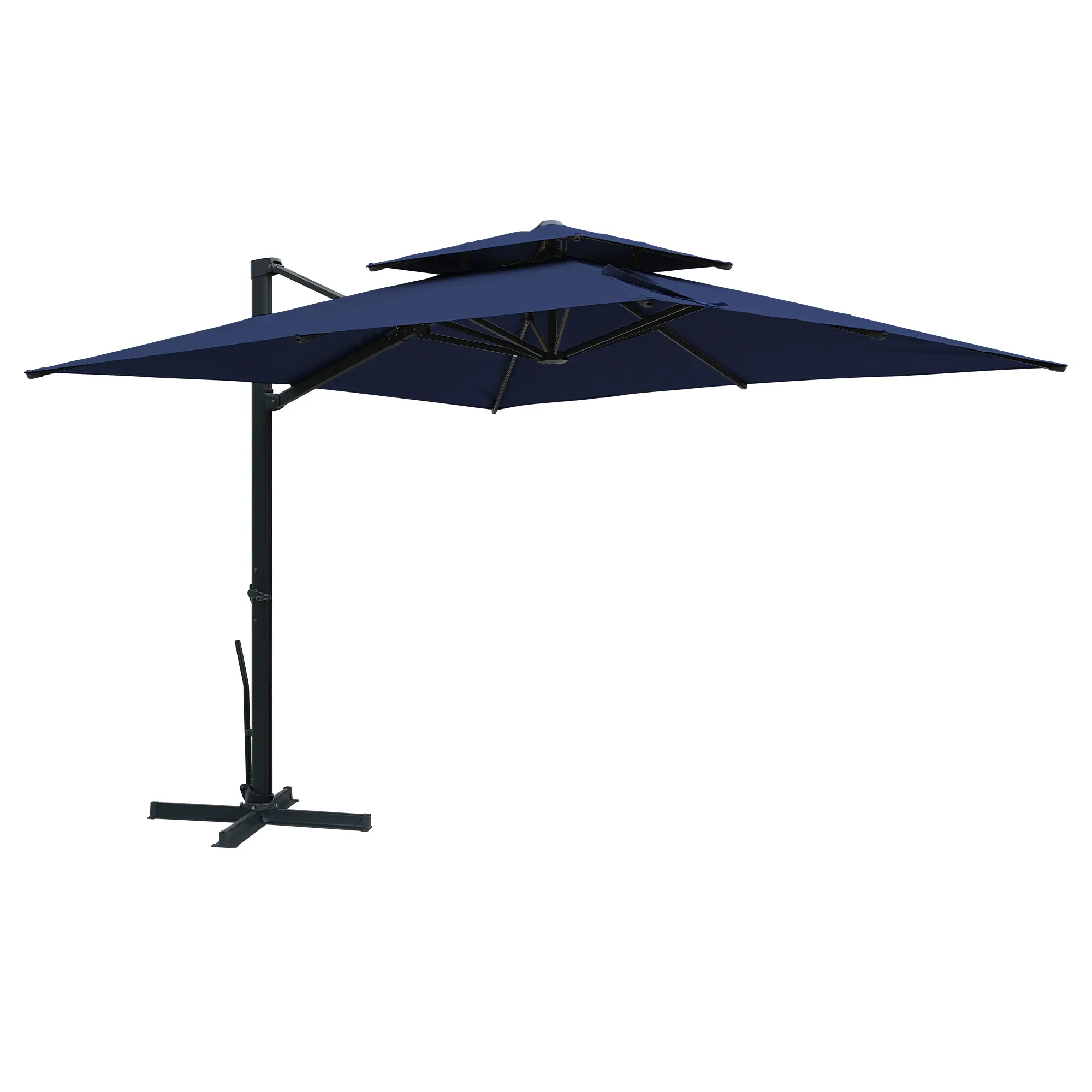10-Ft Aluminum Patio Cantilever Umbrella with Removable Light Strips and Tilt Function