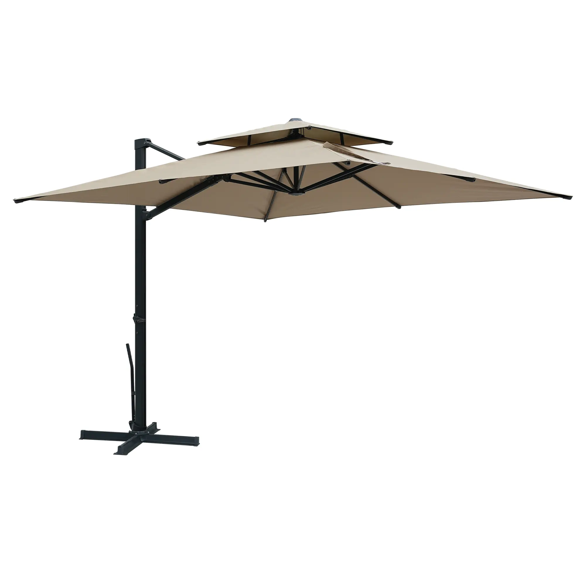 10-Ft Aluminum Patio Cantilever Umbrella with Removable Light Strips and Tilt Function