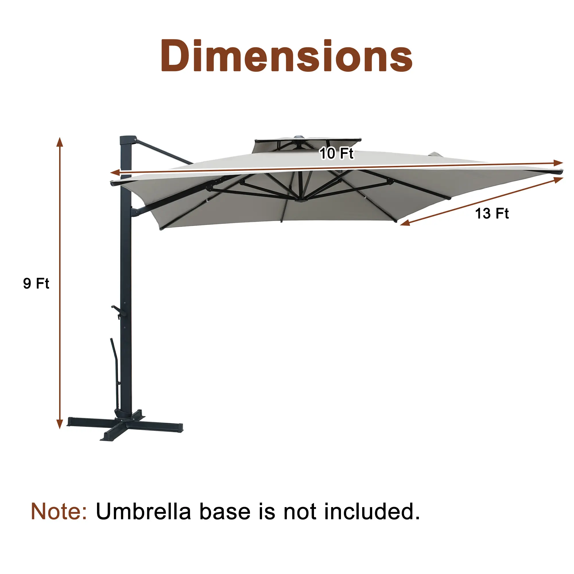 13-Ft Aluminum Patio Cantilever Umbrella with Removable Light Strips and Tilt Function