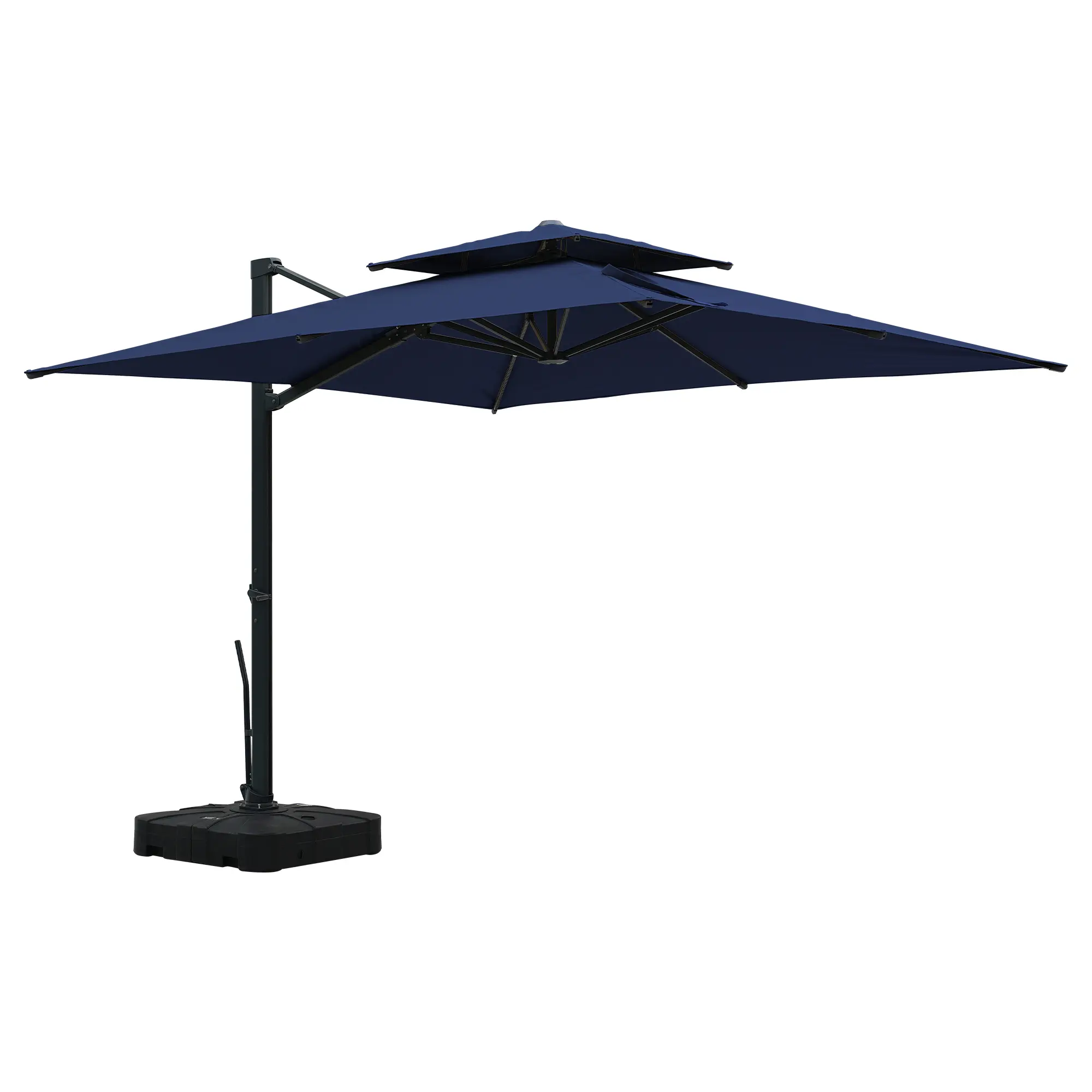 10-Ft Aluminum Patio Cantilever Umbrella with Base and Removable Light Strips