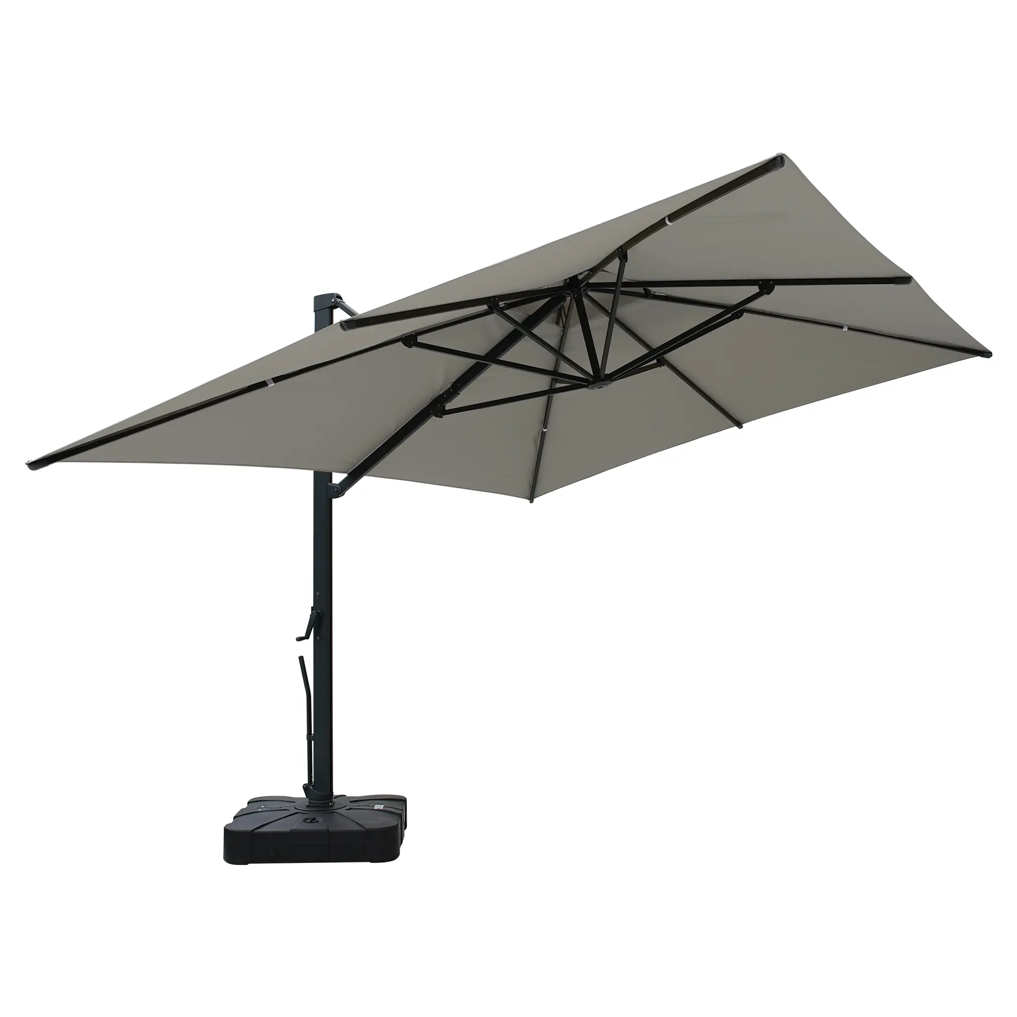 13-Ft Aluminum Patio Cantilever Umbrella with Base and Removable Lights