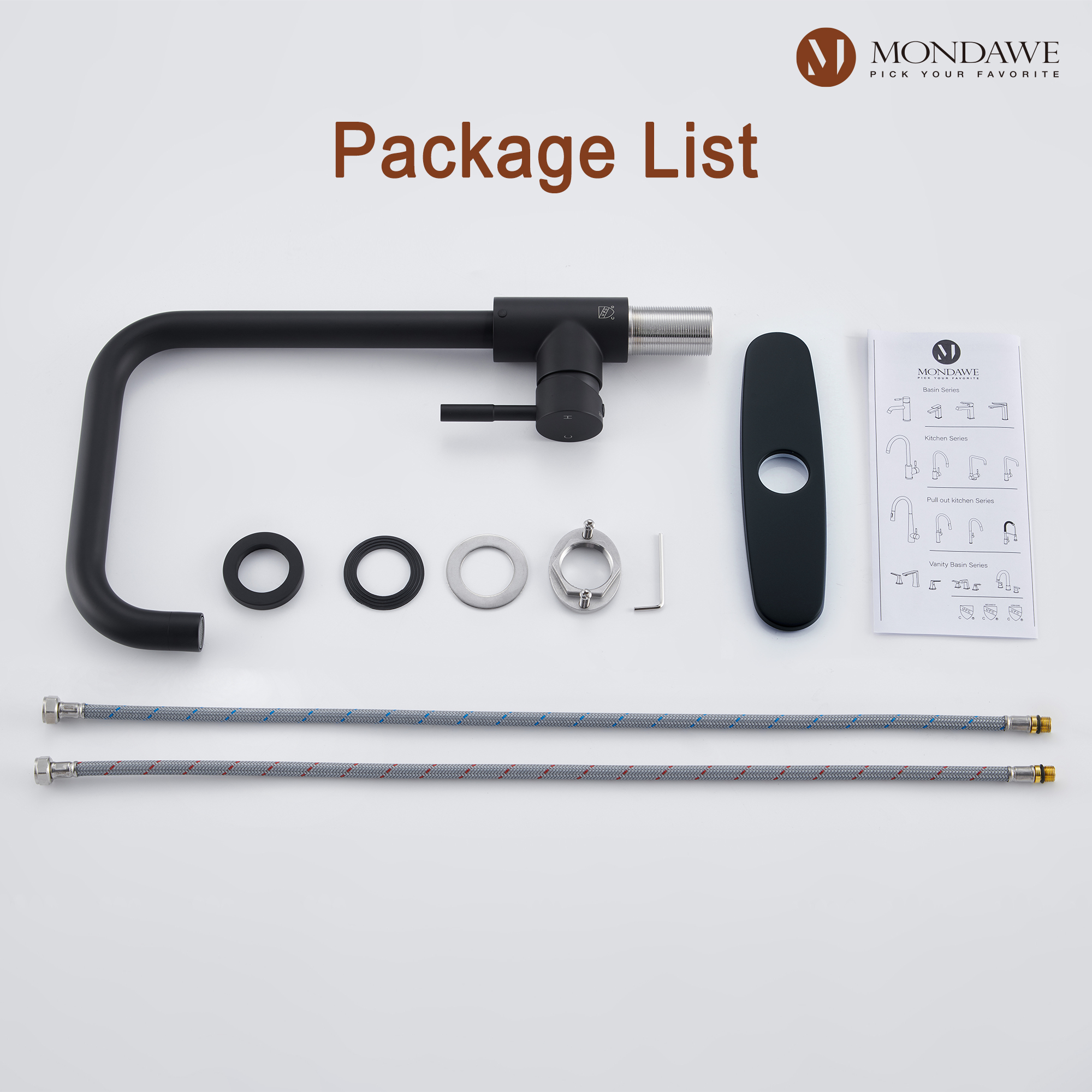 High Arc Pull Down Single Handle Kitchen Faucet with Accessories-Mondawe