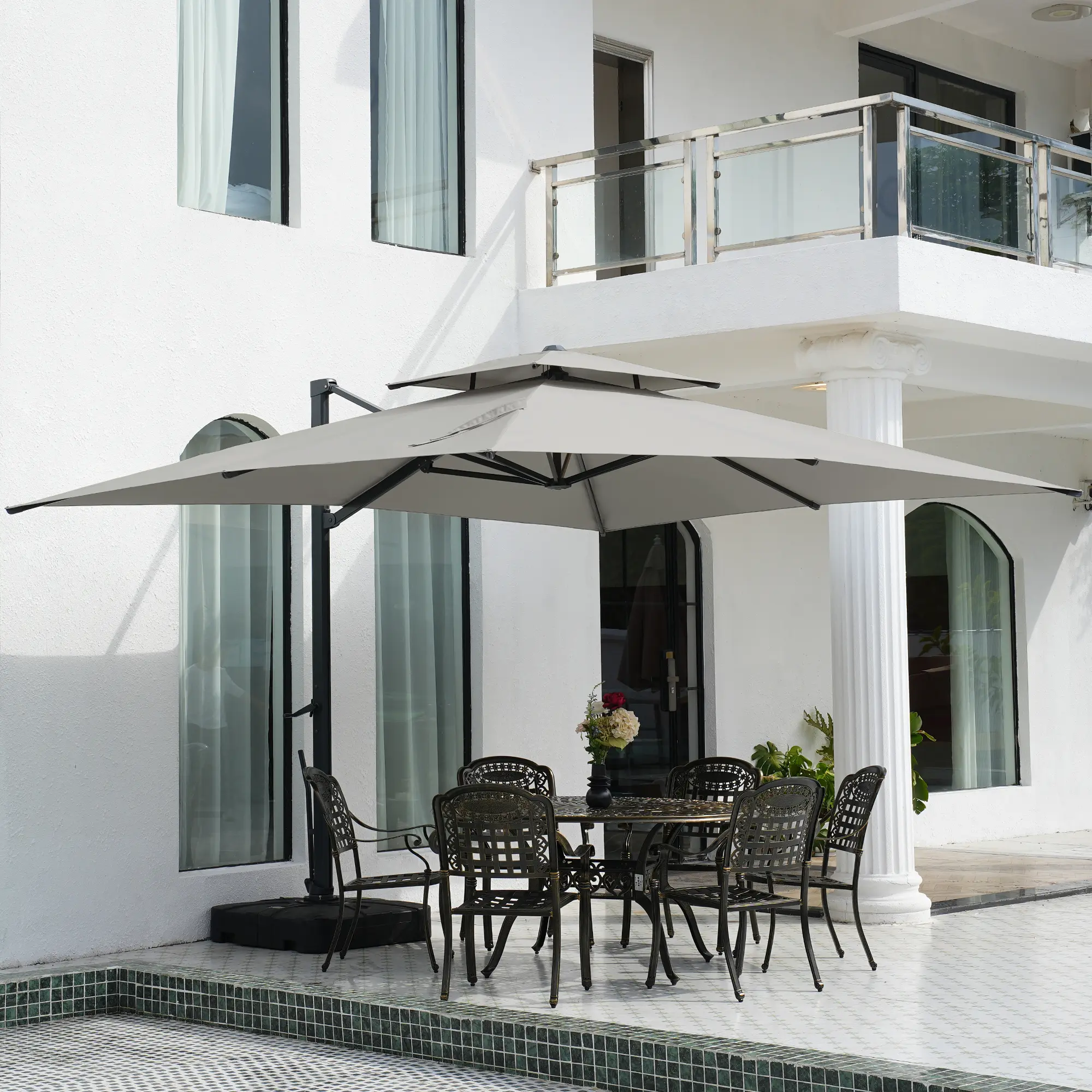 13-Ft Aluminum Patio Cantilever Umbrella with Removable Light Strips and Tilt Function