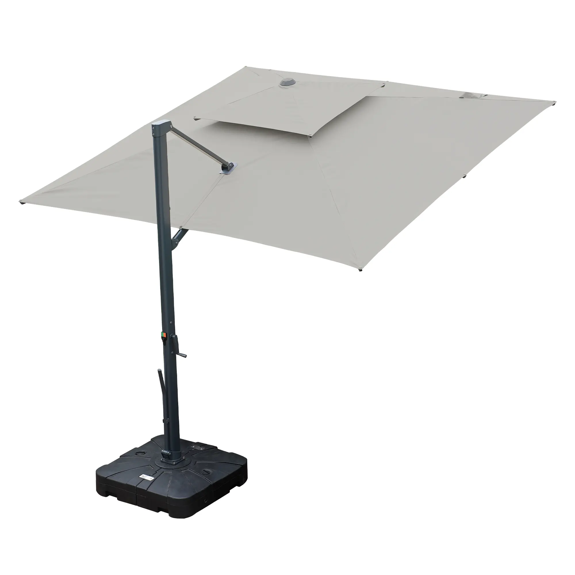 10-Ft Aluminum Patio Cantilever Umbrella with Base and Removable Light Strips