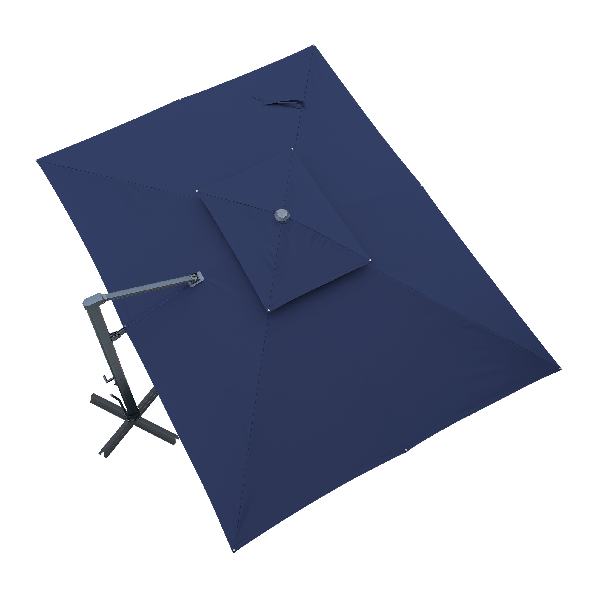 Aluminum Cantilever Patio Umbrella with Tilt Function, Removable Light Bar, and Base Included