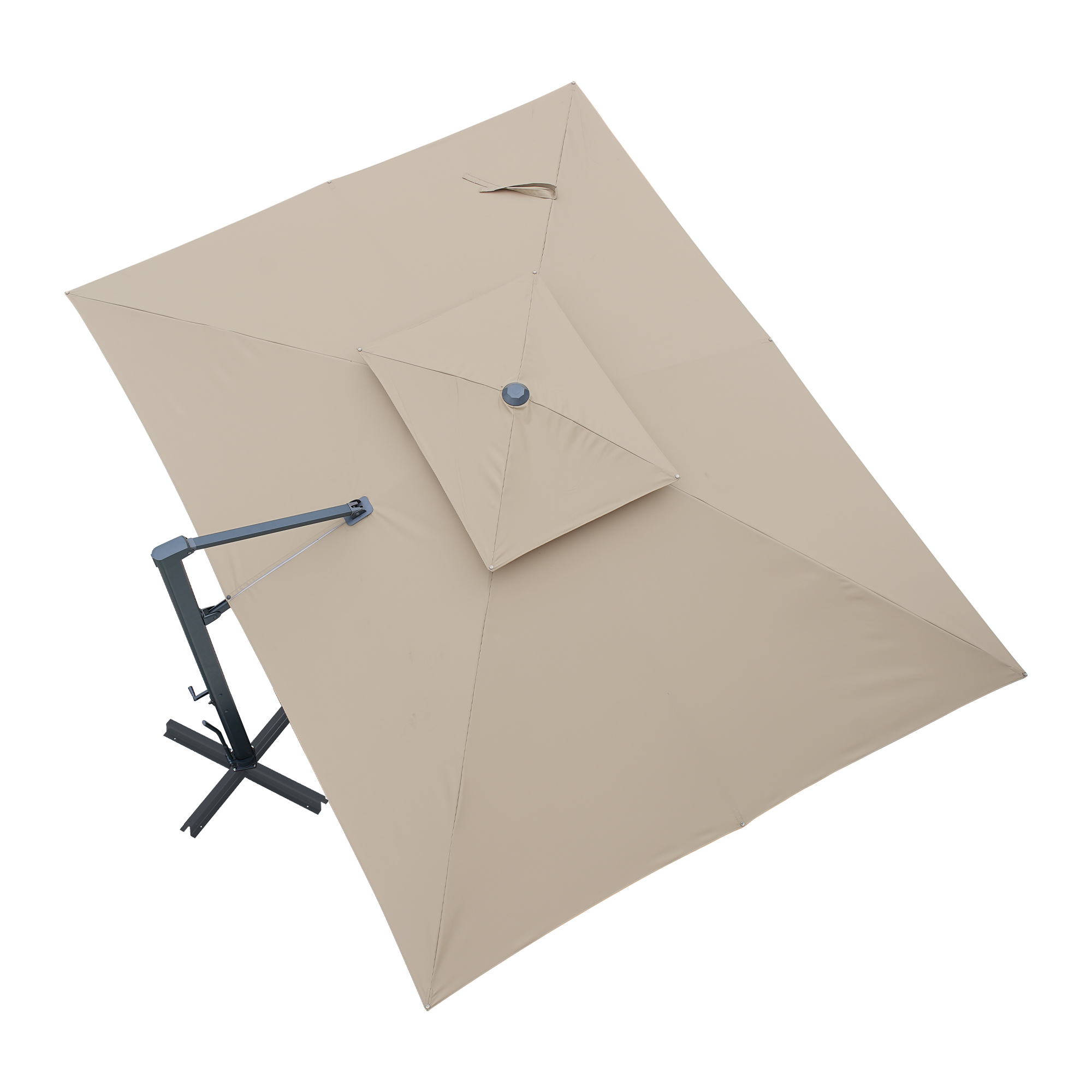 Aluminum Cantilever Patio Umbrella with Tilt Function, Removable Light Bar, and Base Included