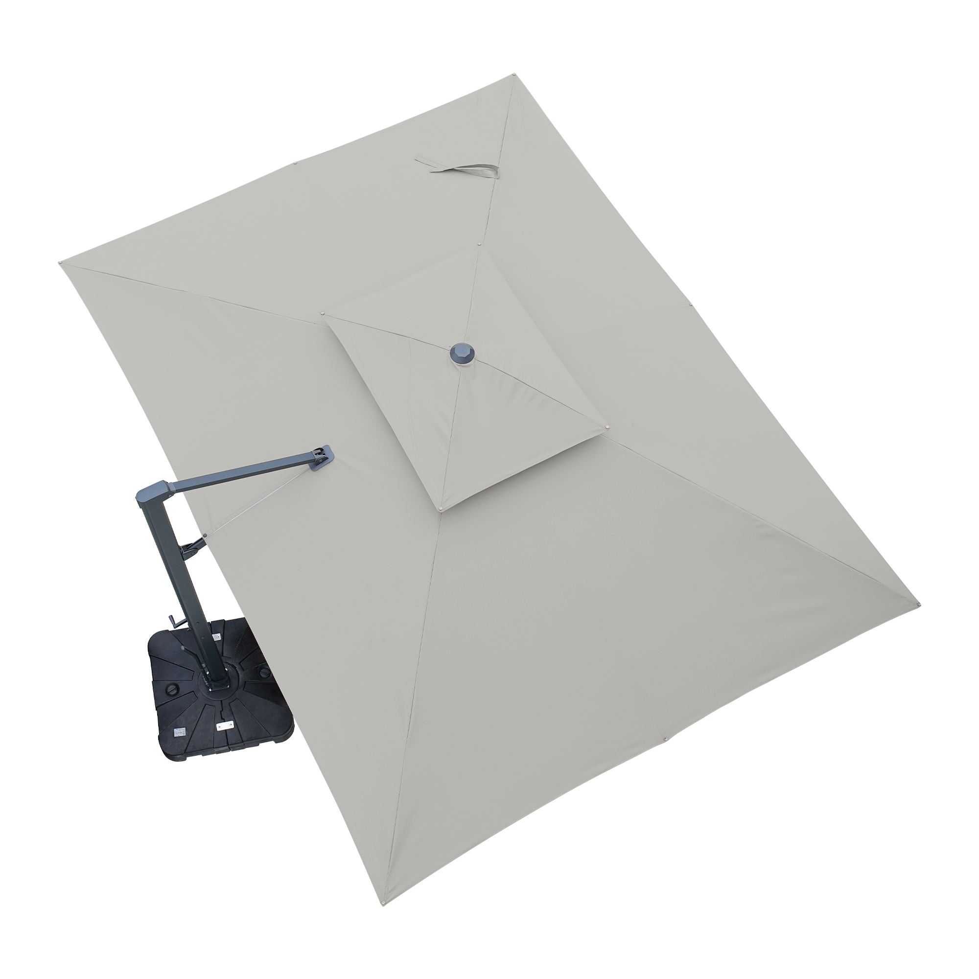 Aluminum Cantilever Patio Umbrella with Tilt Function, Removable Light Bar, and Base Included