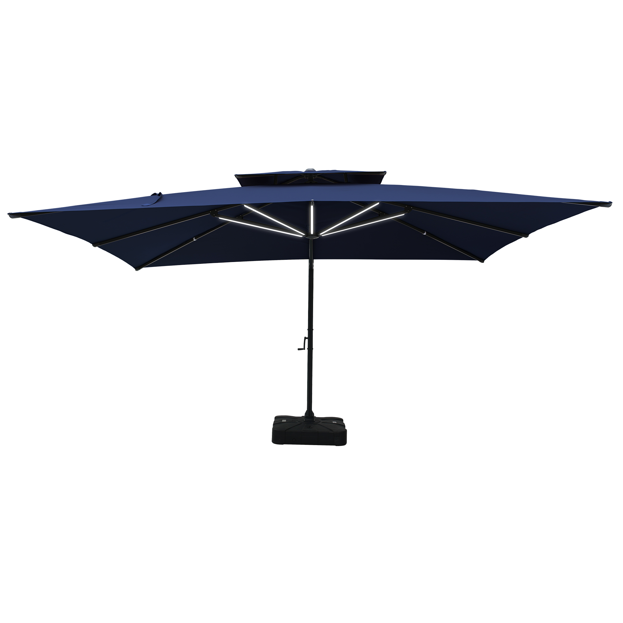 10-Ft Aluminum Patio Cantilever Umbrella with Base and Removable Lights