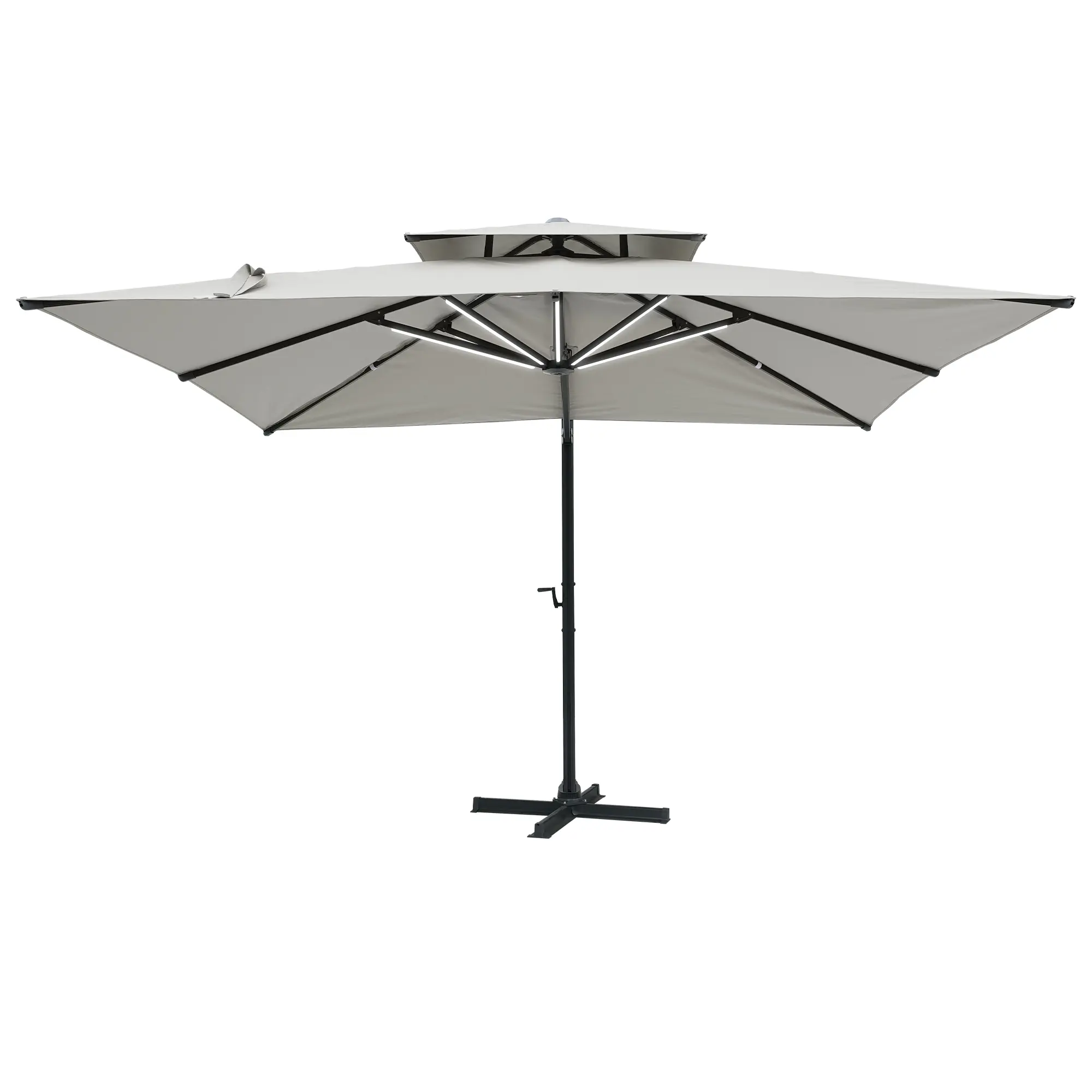 10-Ft Aluminum Patio Cantilever Umbrella with Removable Light Strips and Tilt Function