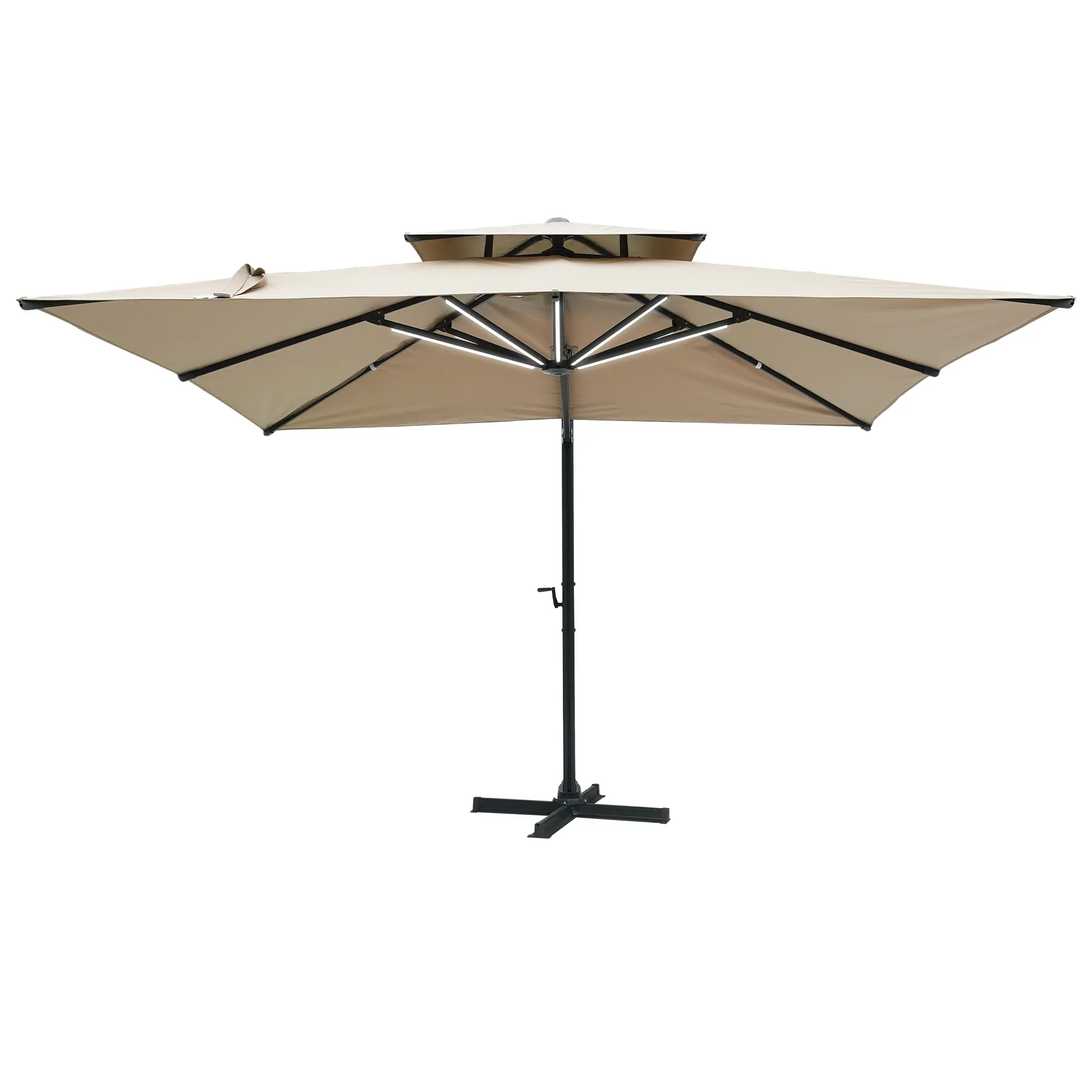 10-Ft Aluminum Patio Cantilever Umbrella with Removable Light Strips and Tilt Function